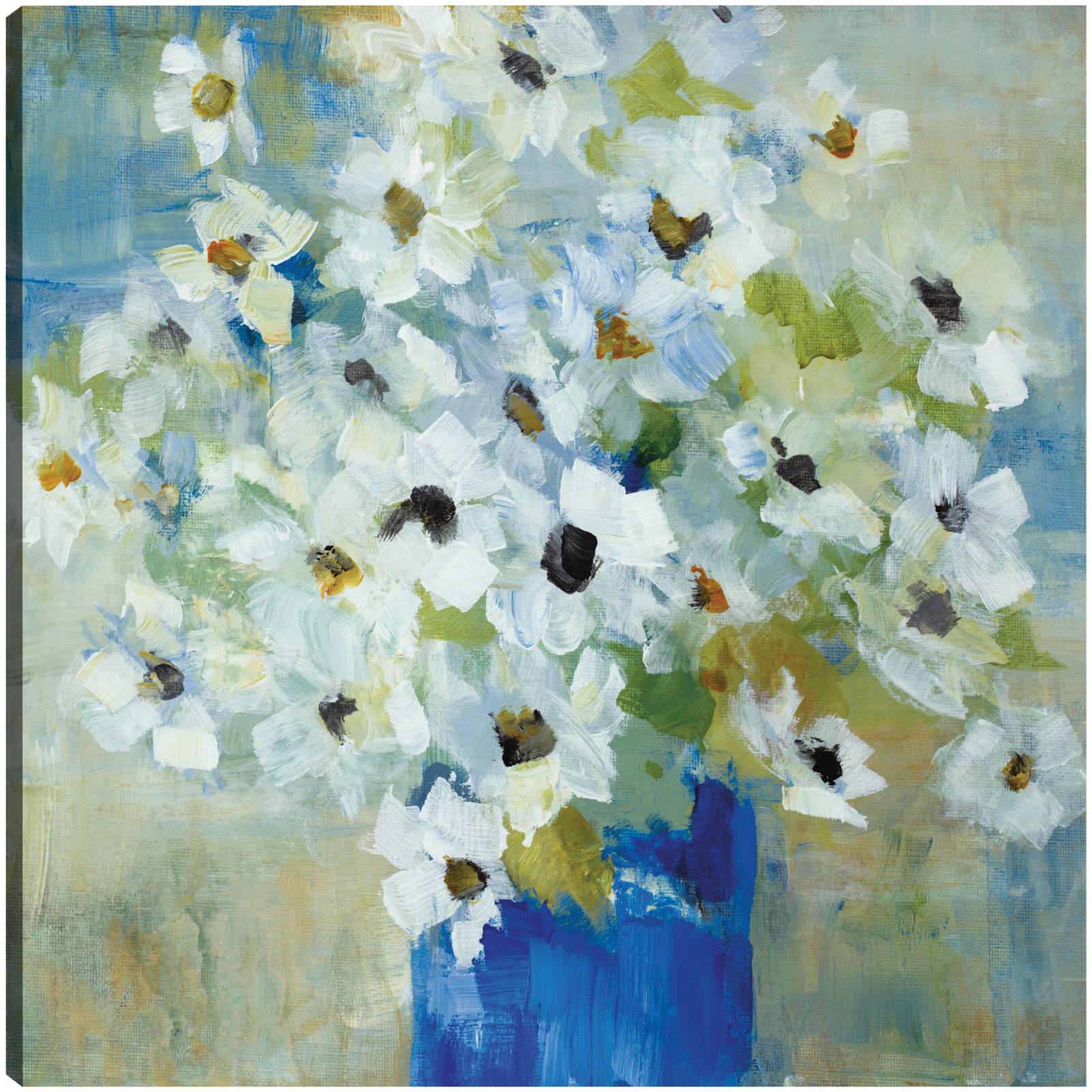 cuadro decorativo - Estallido de flores blancas en jarrón azul