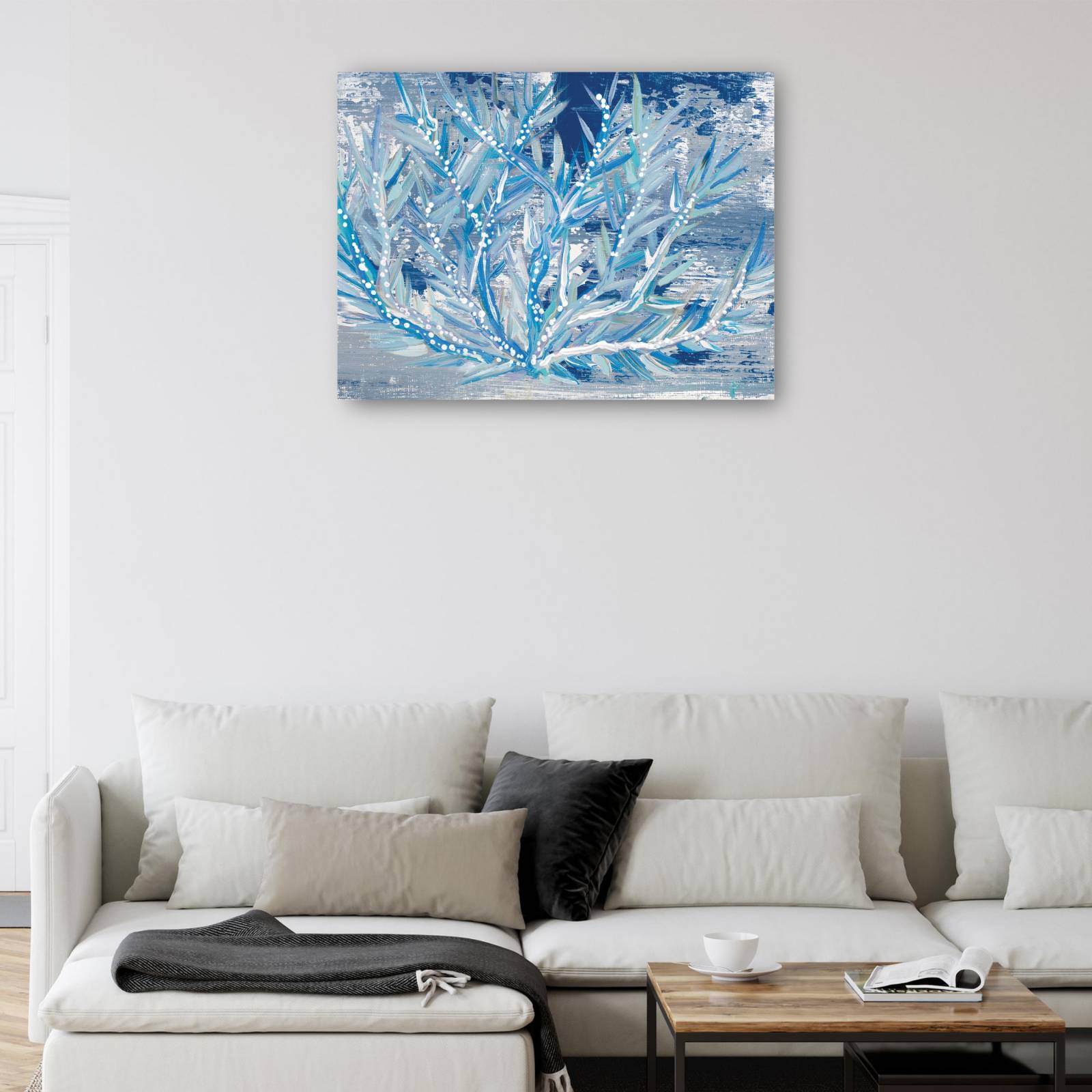 cuadro decorativo - Azul Punteado Coral Horizontal