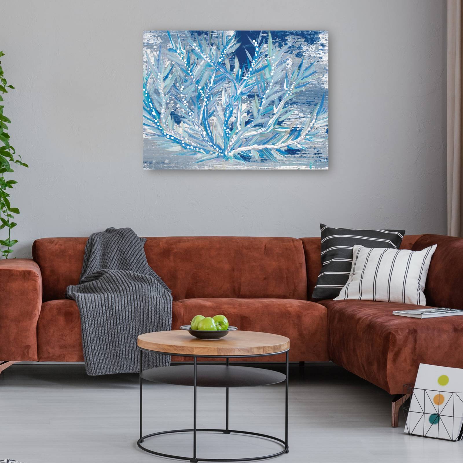 cuadro decorativo - Azul Punteado Coral Horizontal