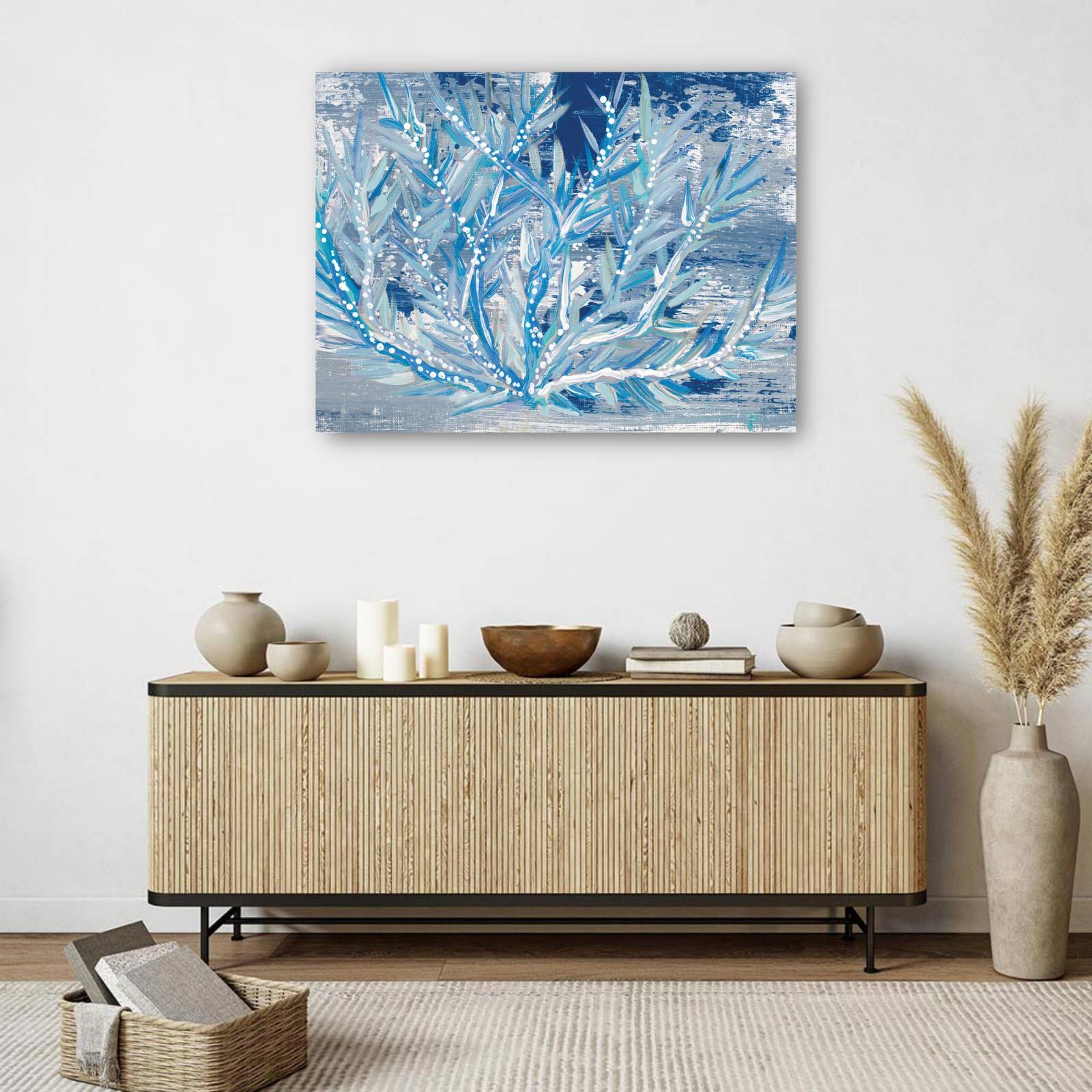 cuadro decorativo - Azul Punteado Coral Horizontal