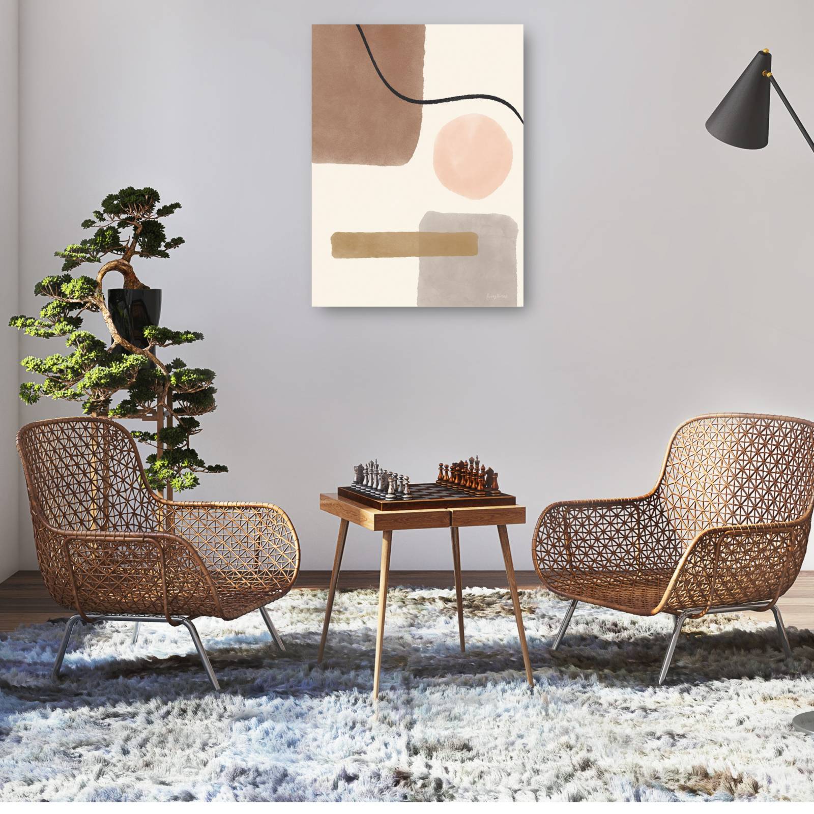 cuadro decorativo Geo Abstract I Rosa Neutro