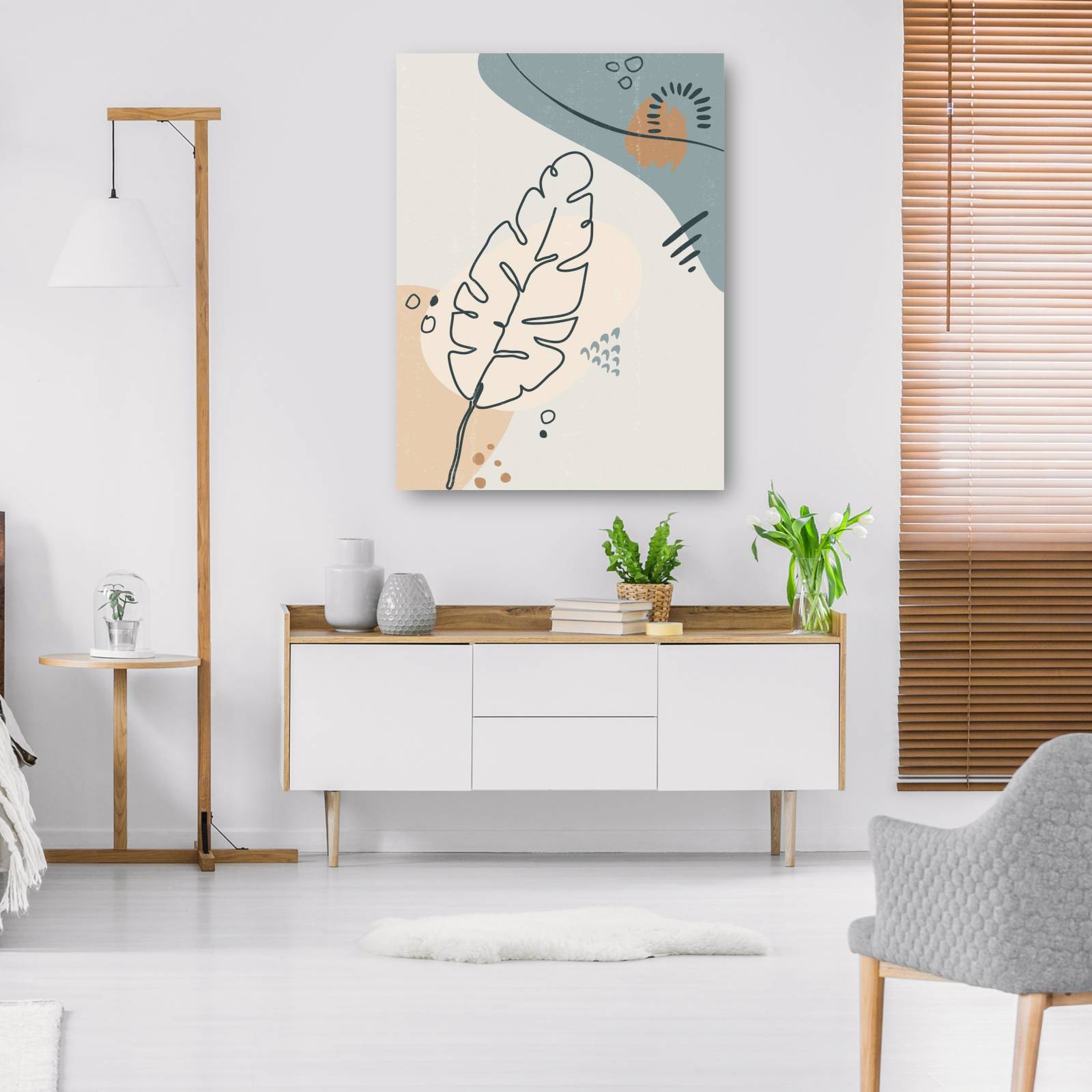 cuadro decorativo Gran hoja de contorno boho