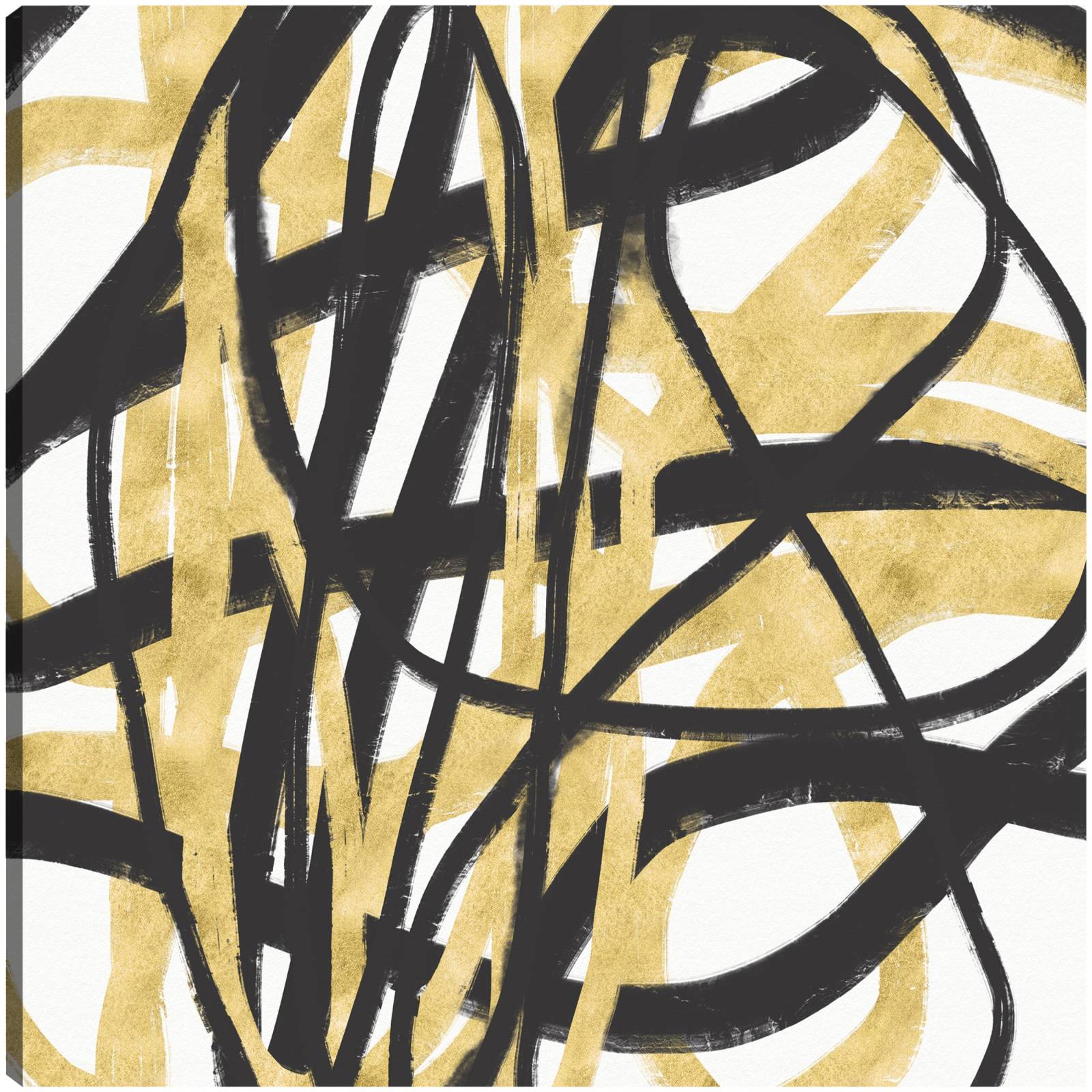 cuadro decorativo Líneas negras y doradas