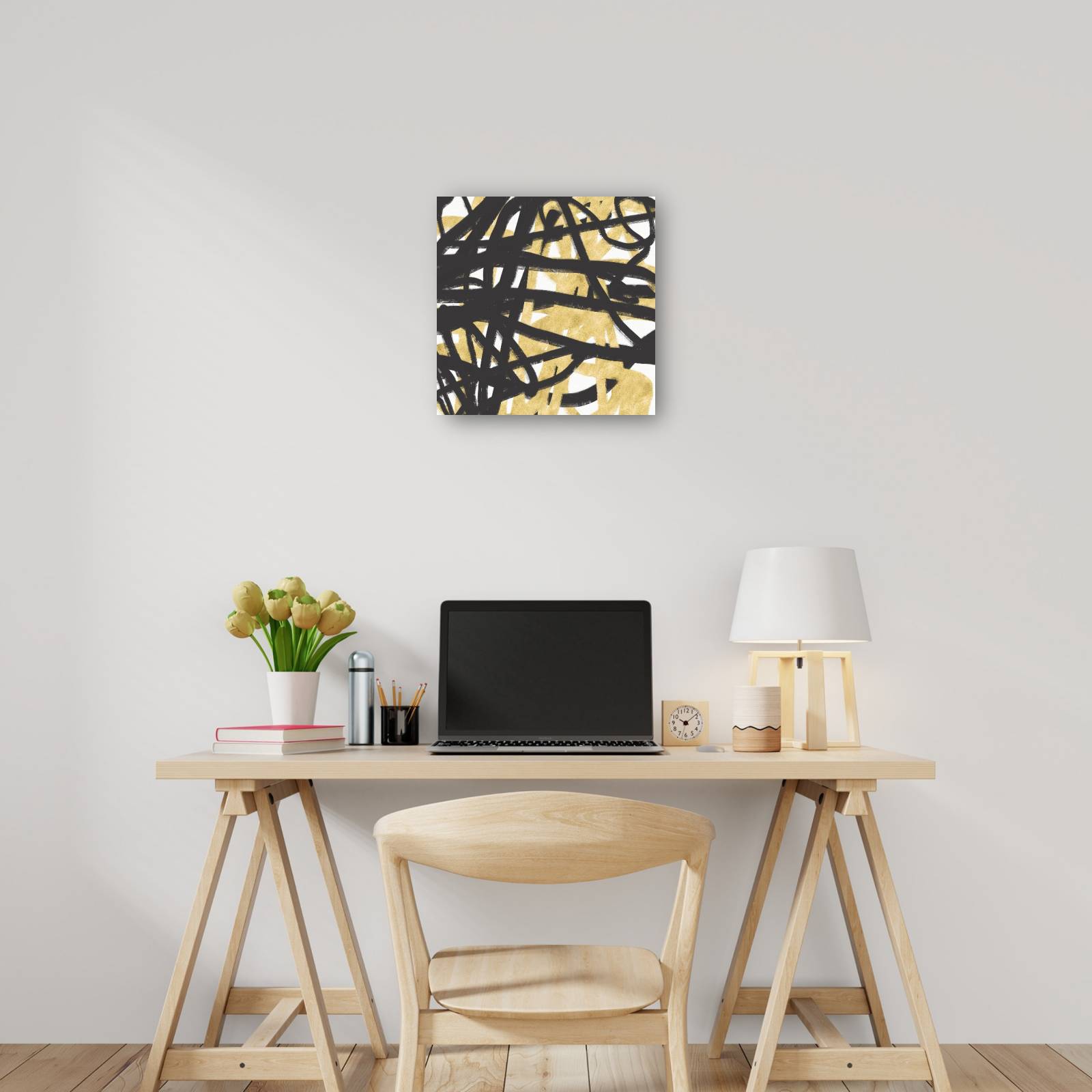 cuadro decorativo Líneas negras y doradas III