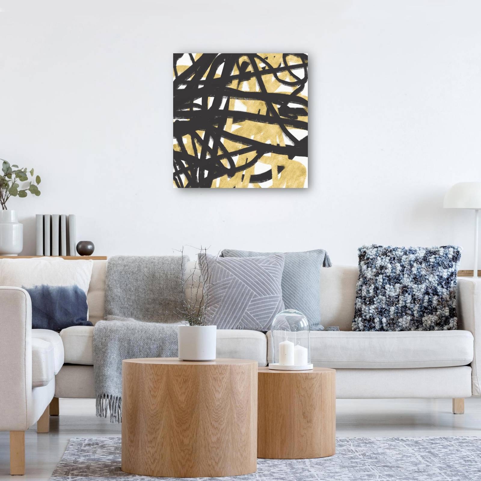 cuadro decorativo Líneas negras y doradas III