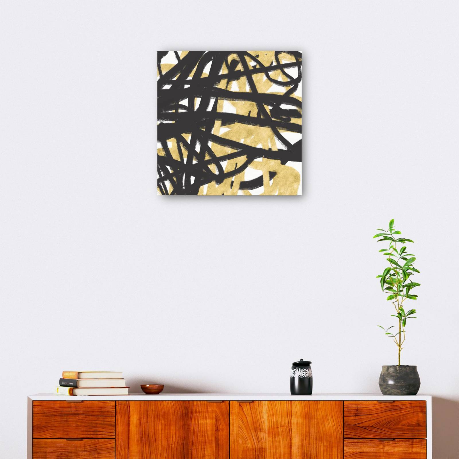 cuadro decorativo Líneas negras y doradas III