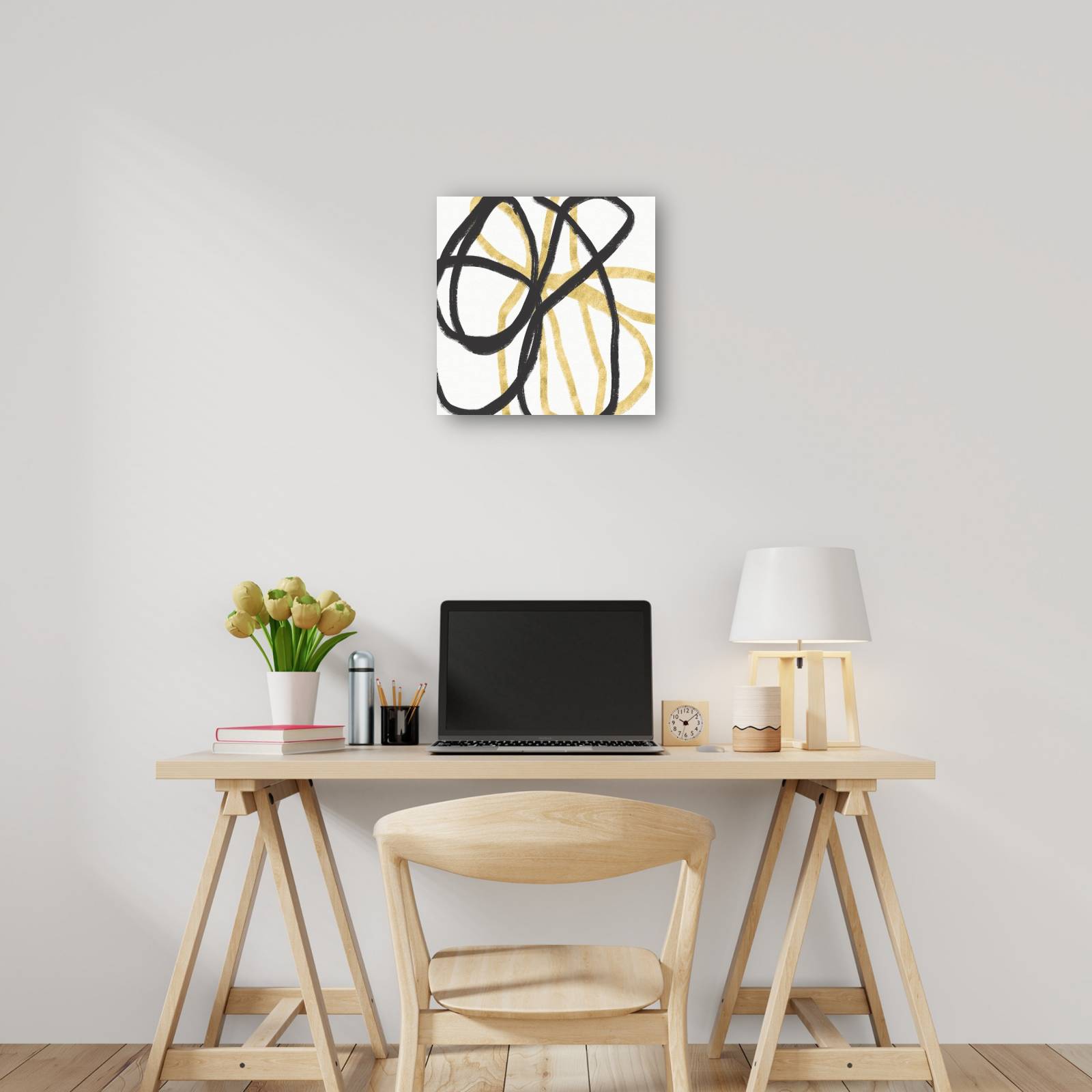 cuadro decorativo Líneas negras y doradas IV