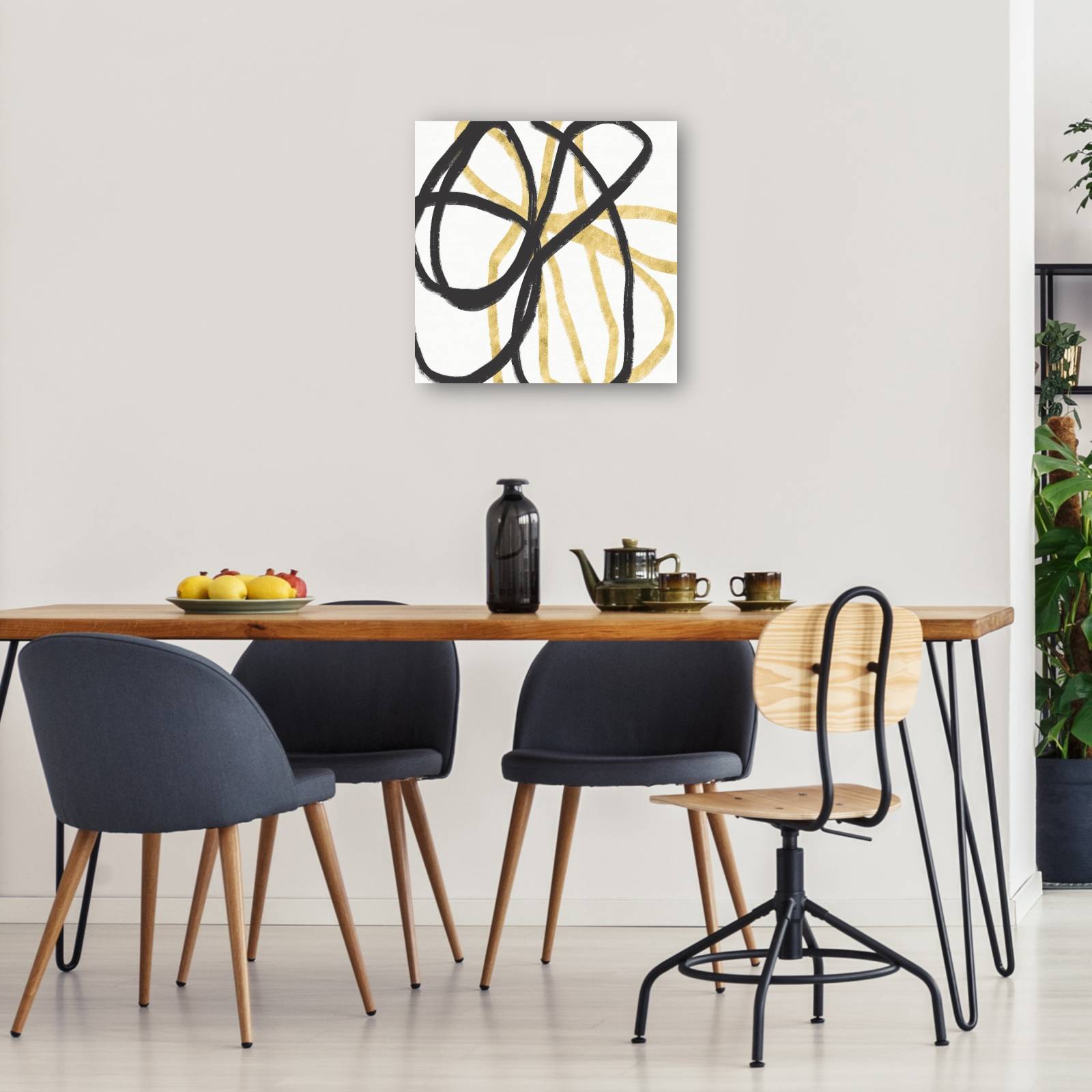 cuadro decorativo Líneas negras y doradas IV