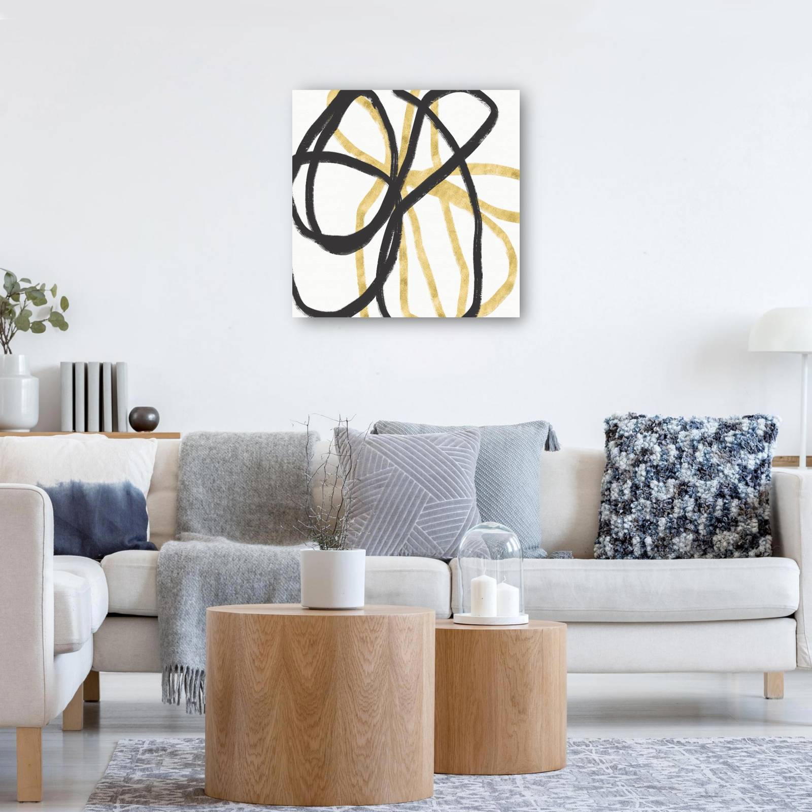 cuadro decorativo Líneas negras y doradas IV