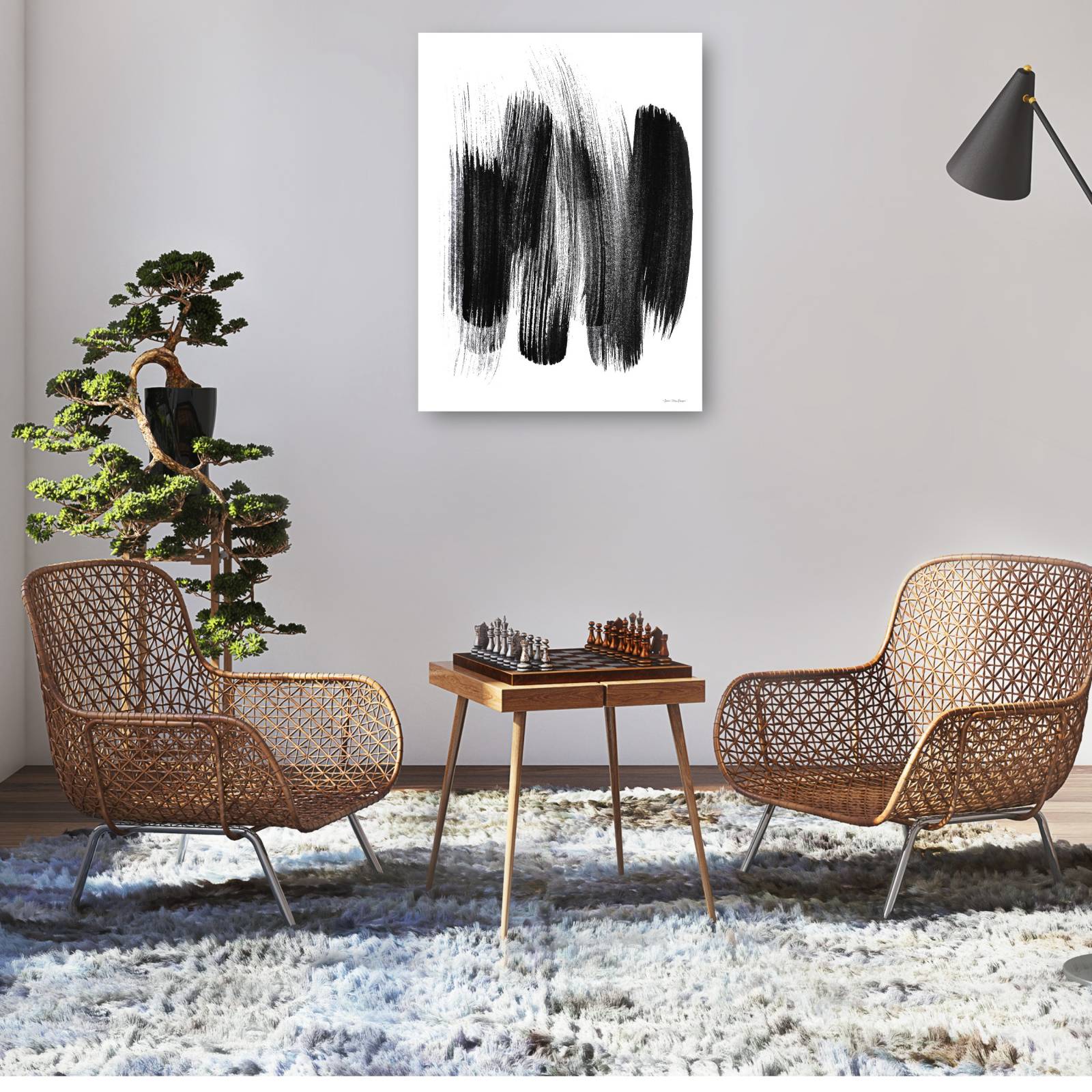 cuadro decorativo trazos negros