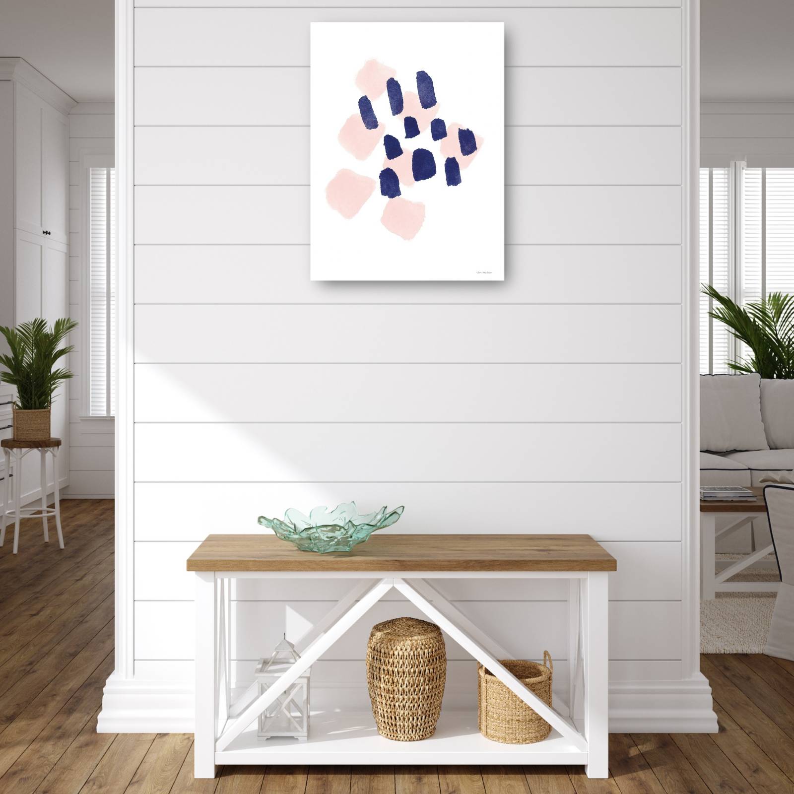 cuadro decorativo Trazos azul marino y rosa