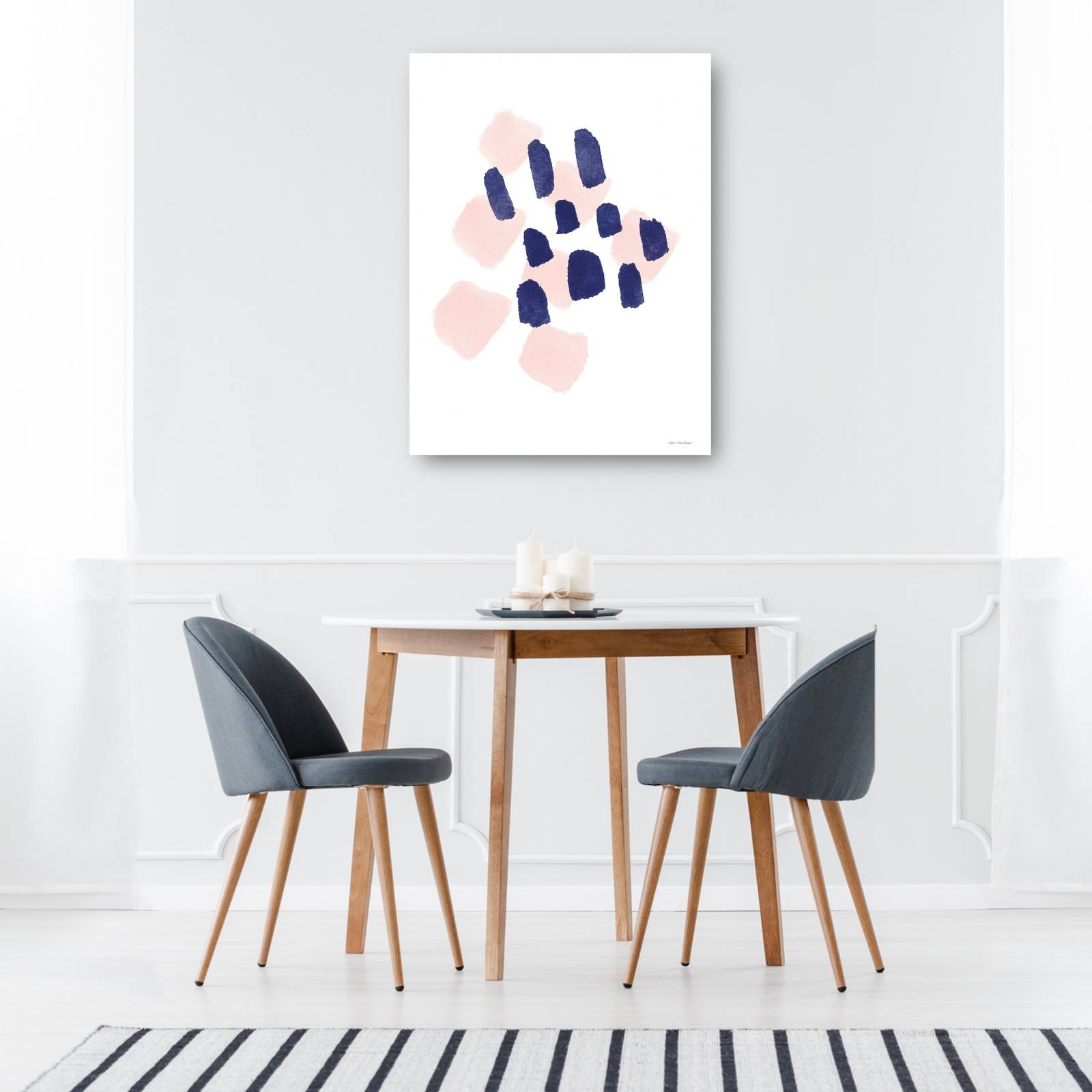 cuadro decorativo Trazos azul marino y rosa