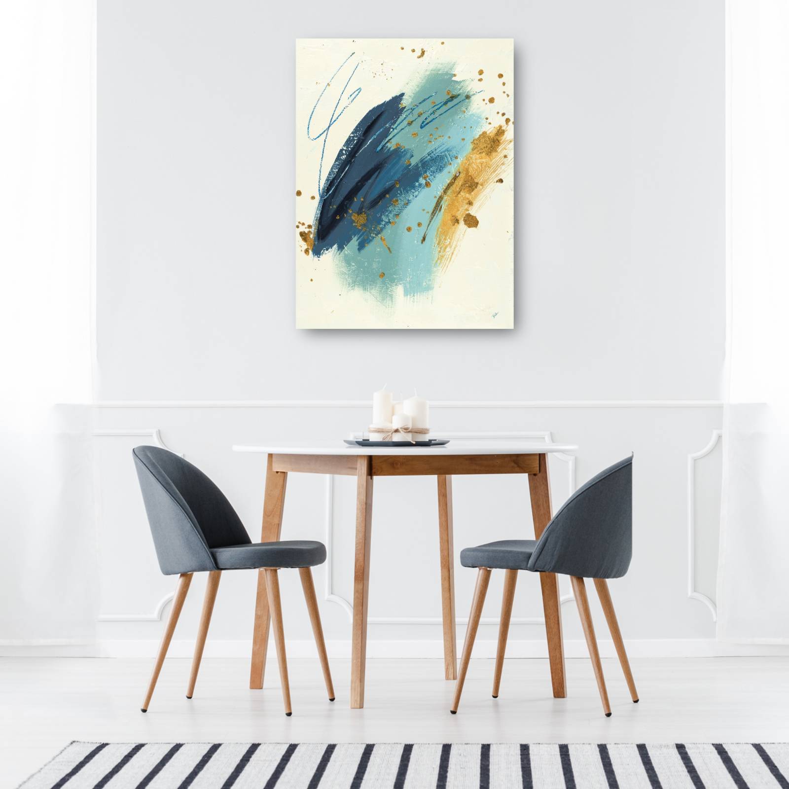 cuadro decorativo diciembre azul