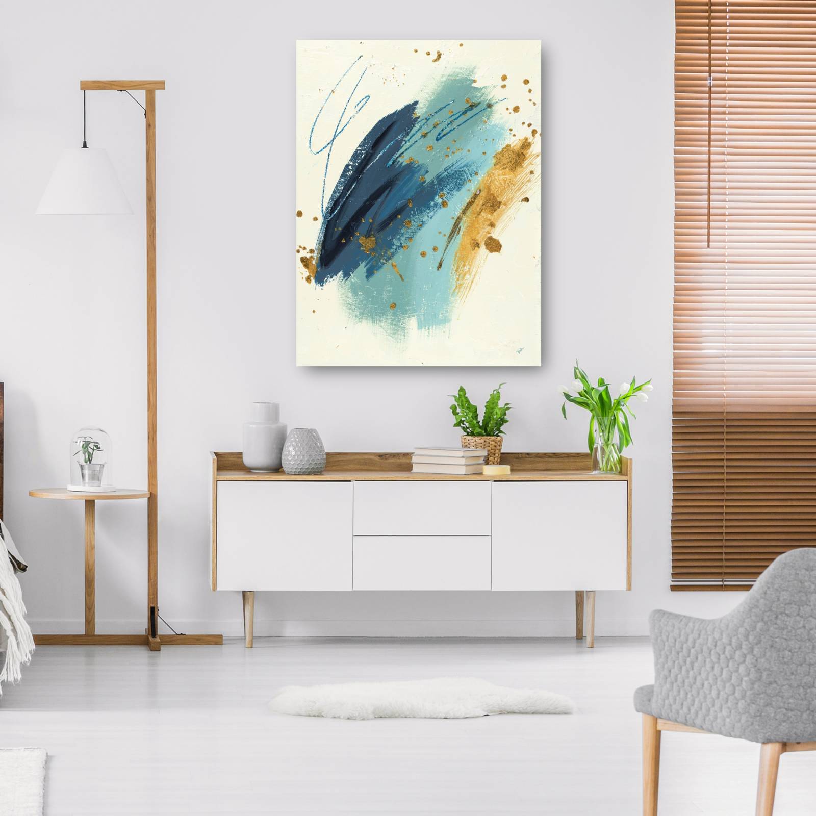 cuadro decorativo diciembre azul