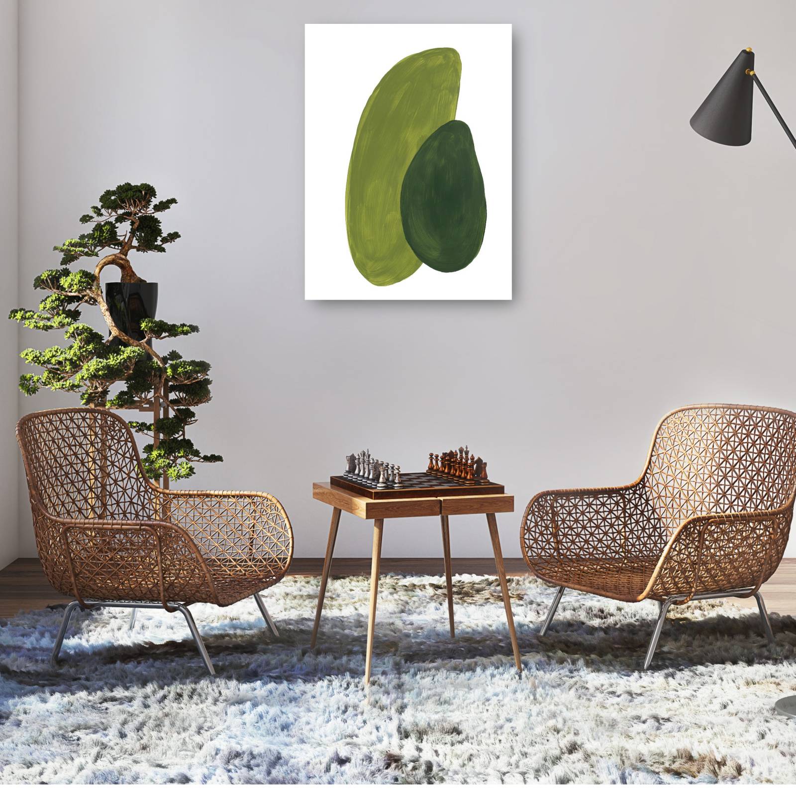 cuadro decorativo formas verdes