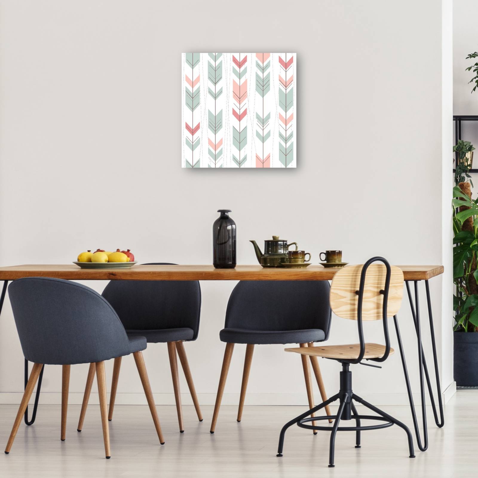 cuadro decorativo Patrón retro de plumas pastel