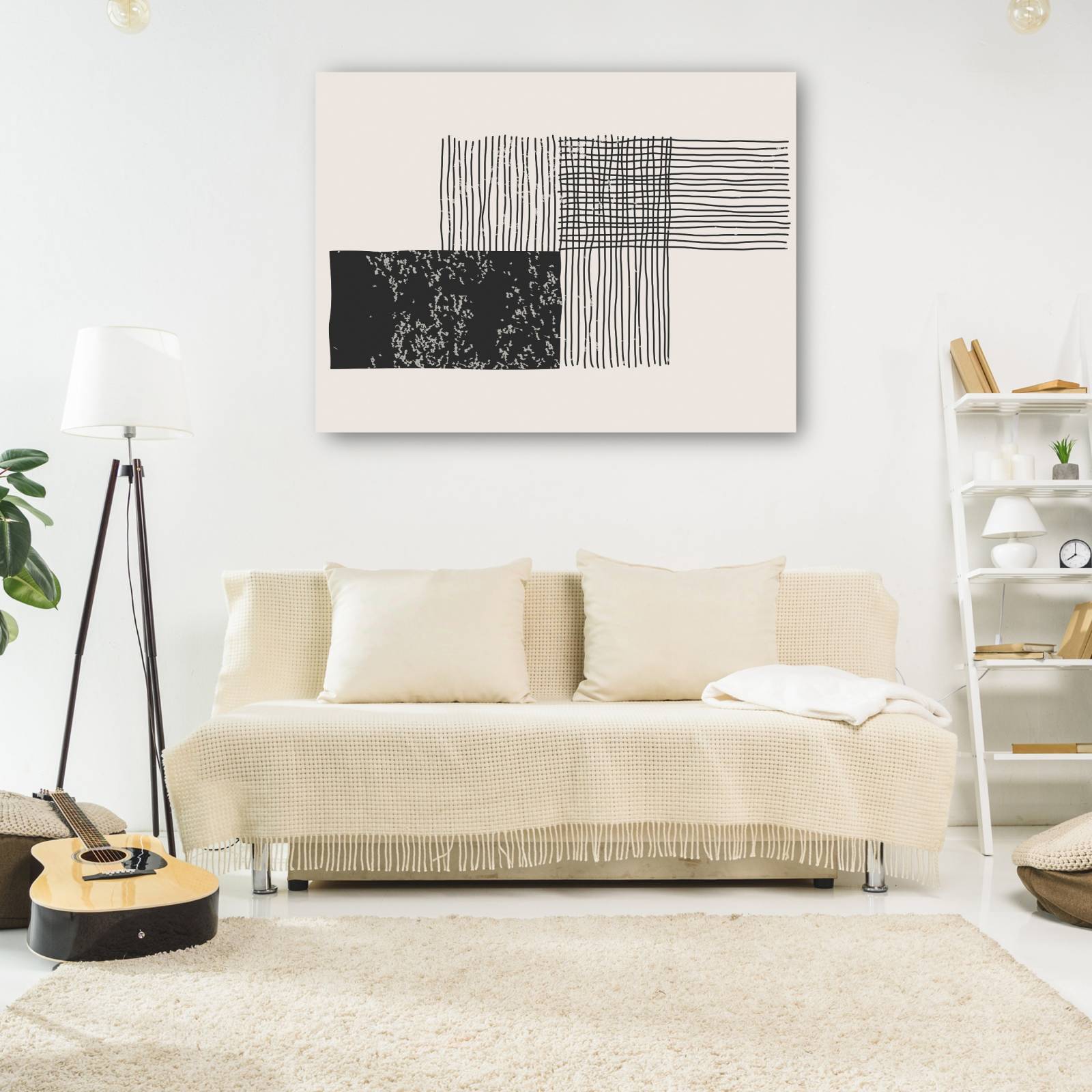 cuadro decorativo Resumen de parche de lana negra