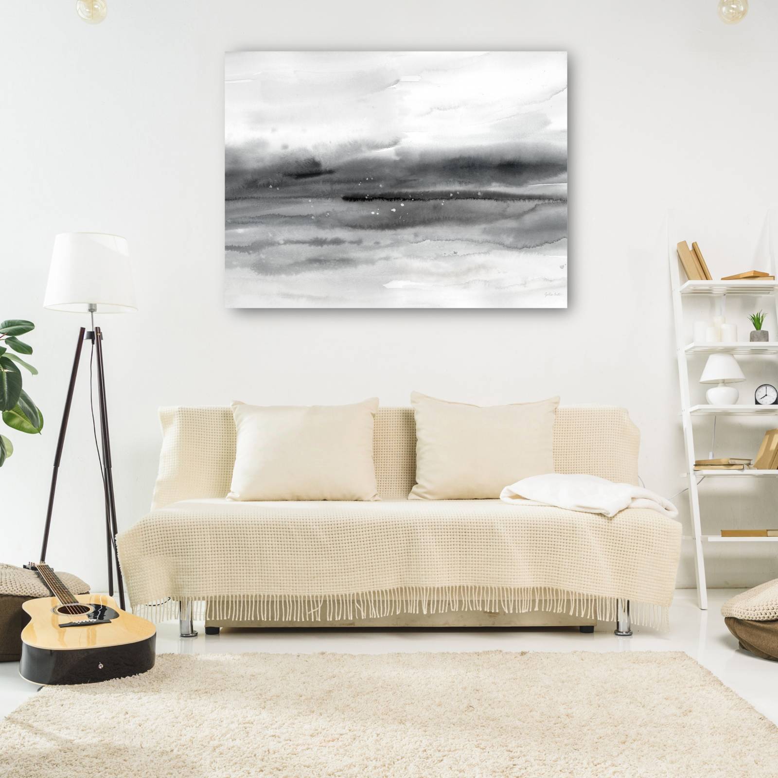 cuadro decorativo paisaje marino gris