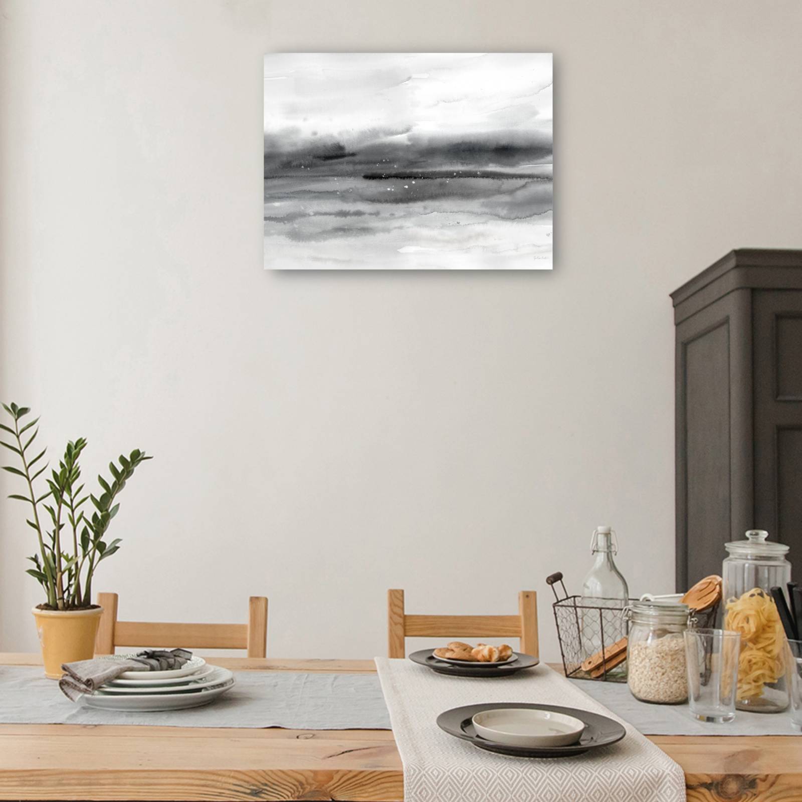 cuadro decorativo paisaje marino gris