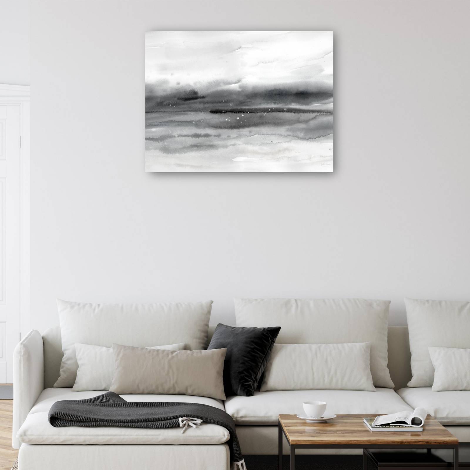 cuadro decorativo paisaje marino gris