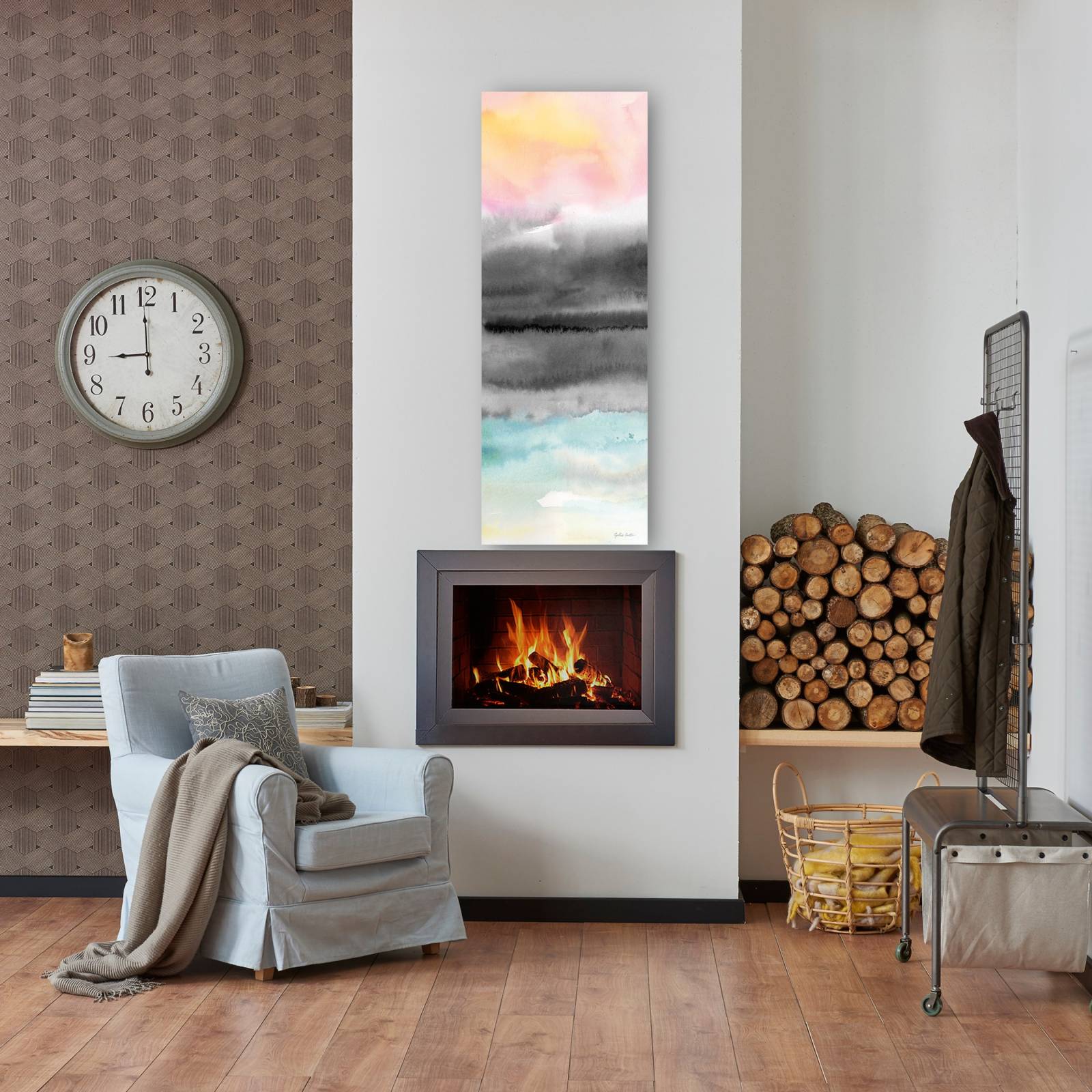 cuadro decorativo Panel abstracto de puesta de sol rosa II