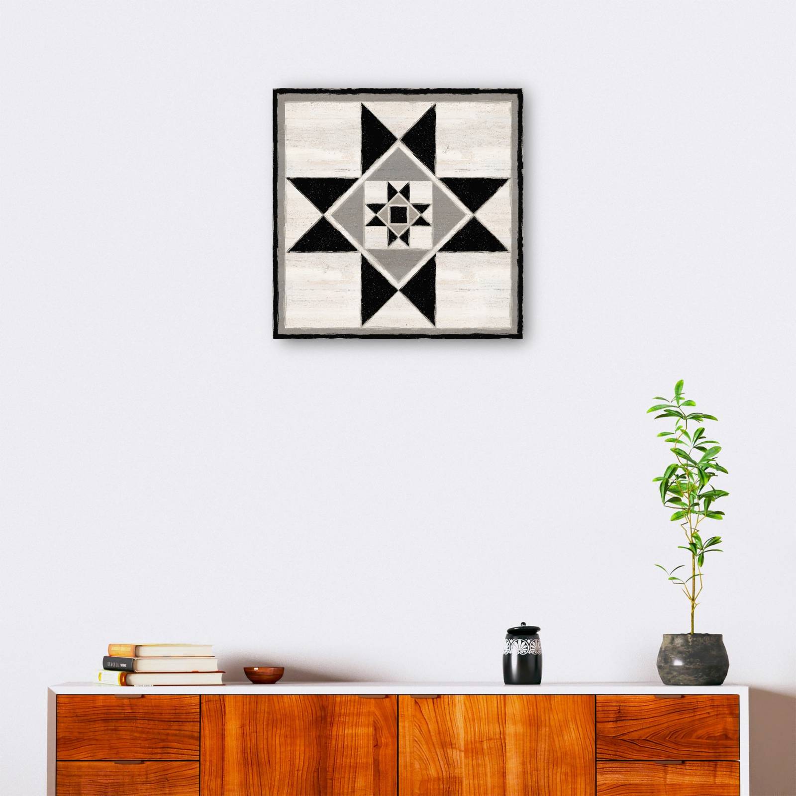 cuadro decorativo Bloque de edredón blanco y negro III