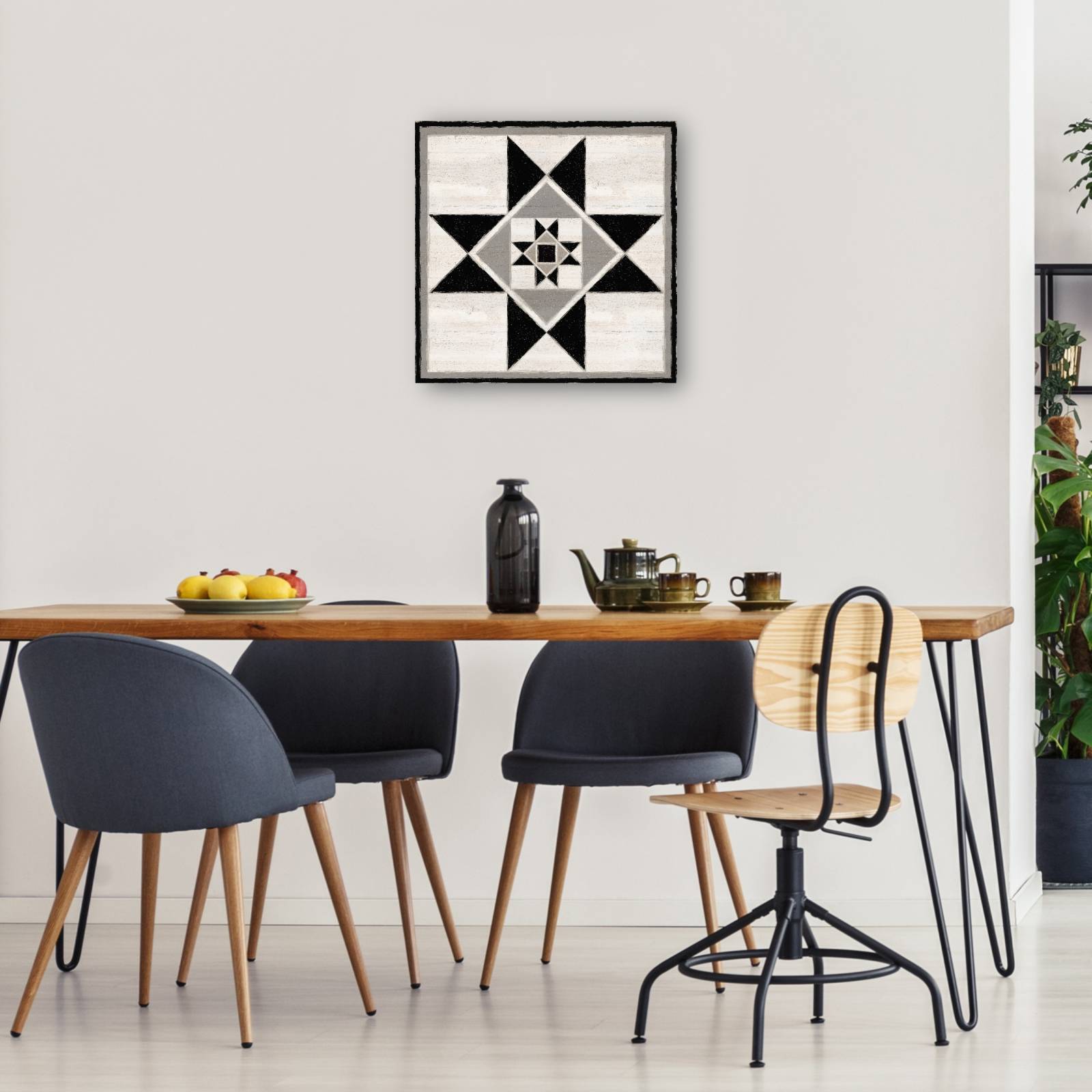 cuadro decorativo Bloque de edredón blanco y negro III