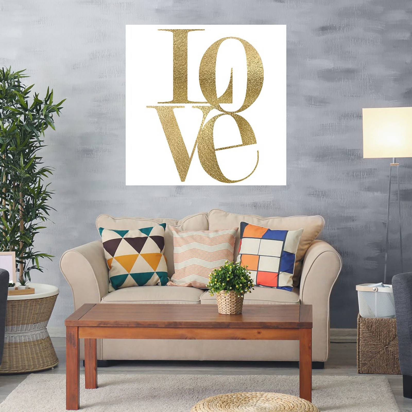 Cuadro Decorativo - Amor dorado - Nikki Chu - 56X56 cm - Arte Frases - Impresión en Lienzo - Fine Art TJ