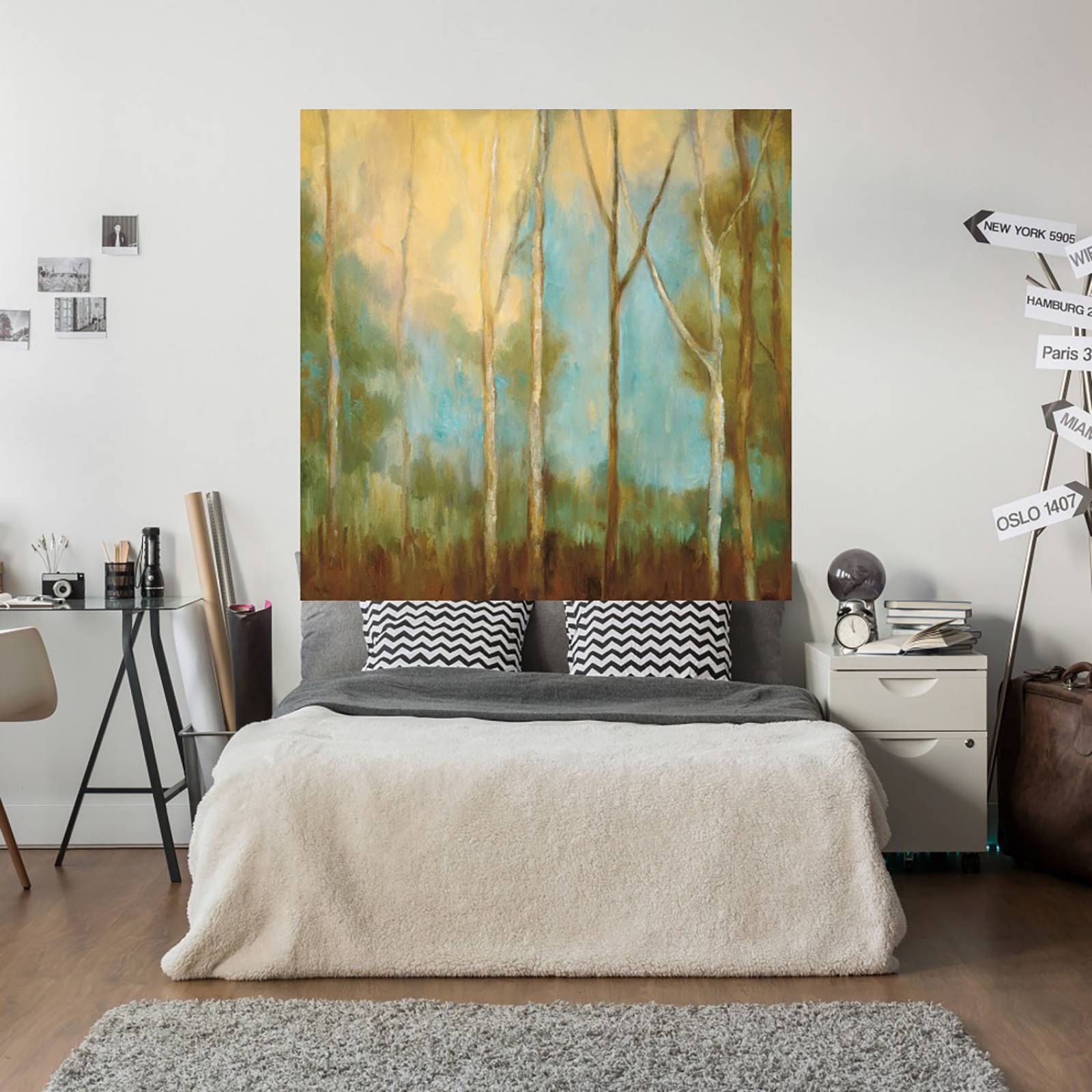 Cuadro Decorativo - Árboles desnudos II - Kristy Mitchell - 122X122 cm - Arte Abstracto - Impresión en Lienzo - Fine Art TJ