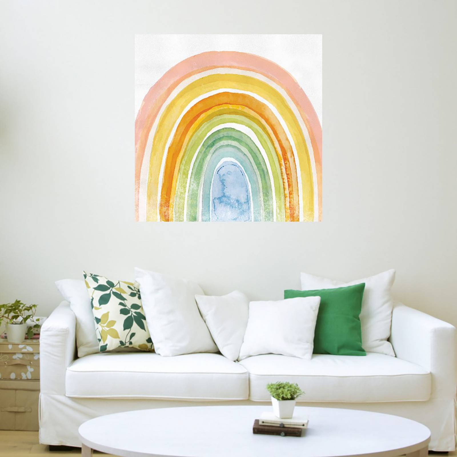 Cuadro Decorativo - Arcoiris acuarela - Studio Arts - 82X82 cm - Arte Abstracto - Impresión en Lienzo - Fine Art TJ