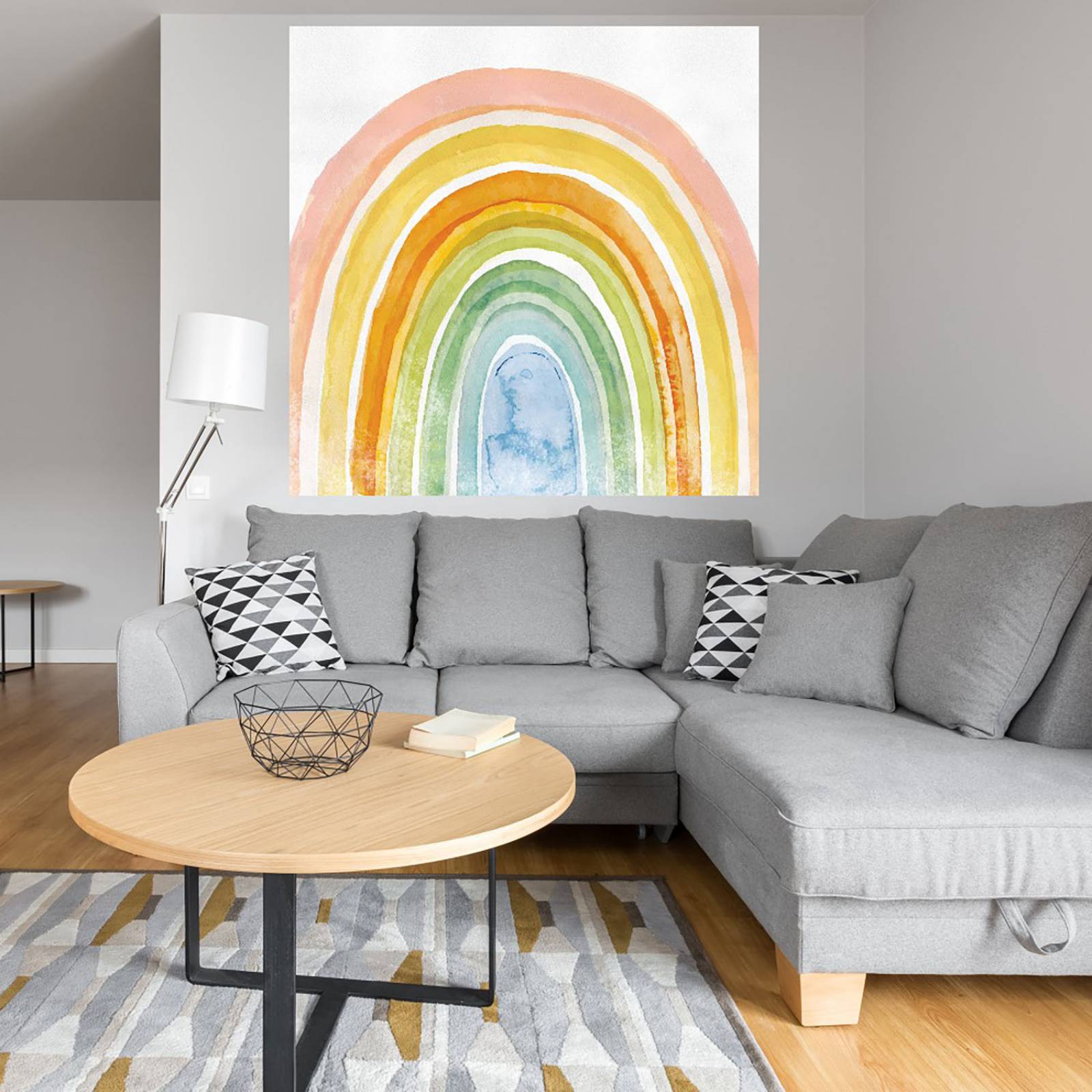 Cuadro Decorativo - Arcoiris acuarela - Studio Arts - 82X82 cm - Arte Abstracto - Impresión en Lienzo - Fine Art TJ