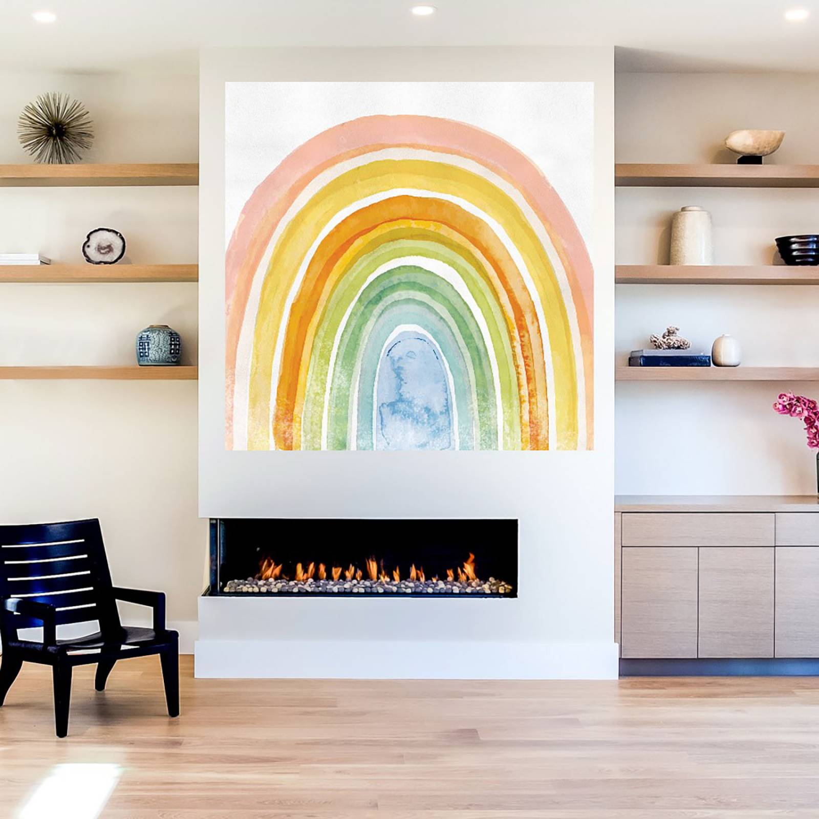 Cuadro Decorativo - Arcoiris acuarela - Studio Arts - 82X82 cm - Arte Abstracto - Impresión en Lienzo - Fine Art TJ