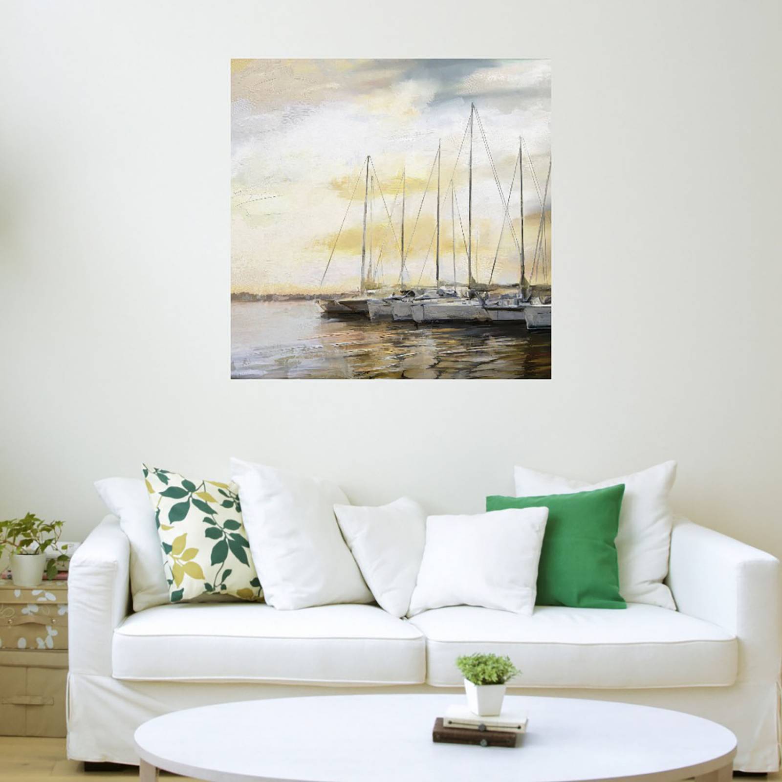 Cuadro Decorativo | Atardecer en el Puerto | Studio Arts | 56X56 Cm | Arte Costa | Impresión en Lienzo | Fine Art TJ