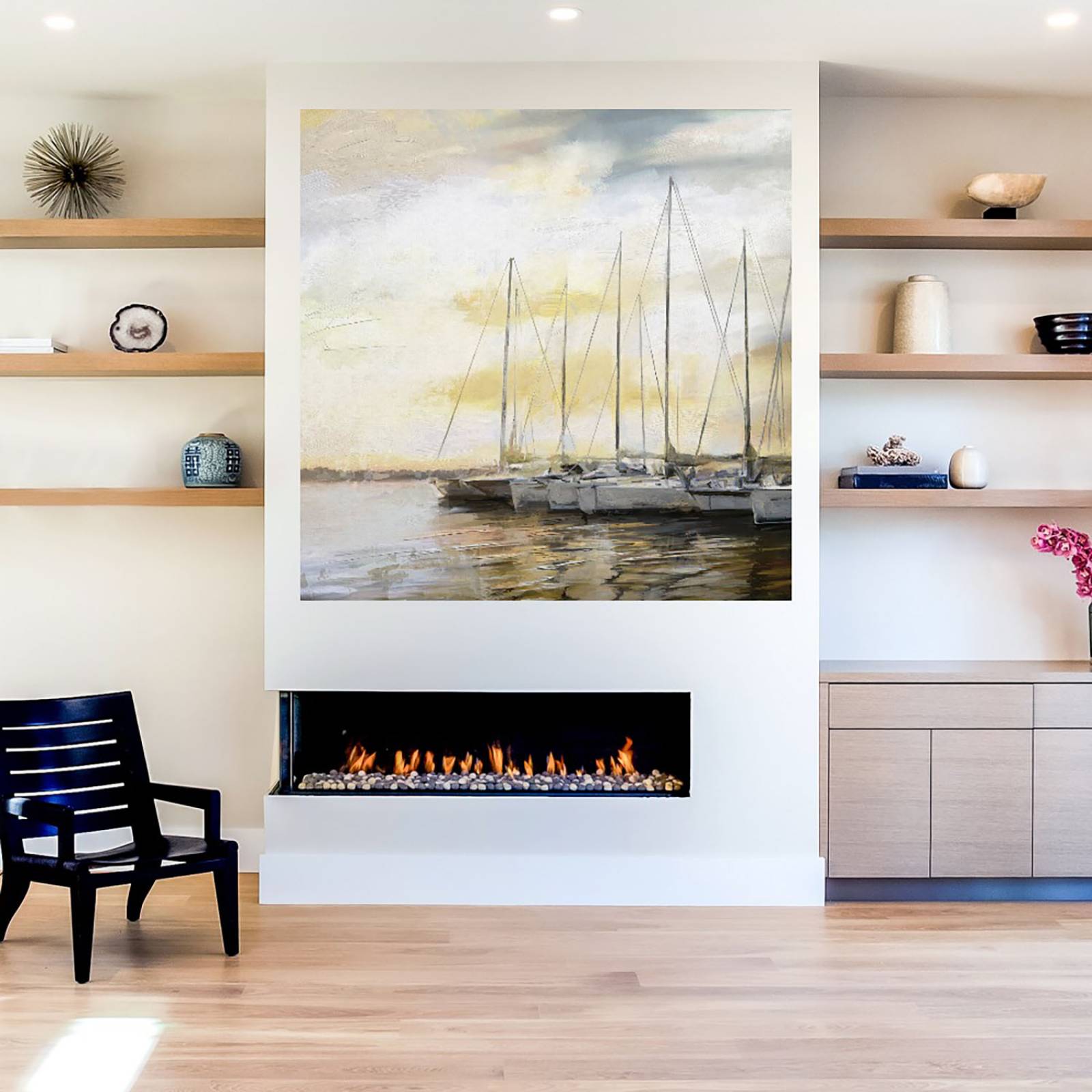 Cuadro Decorativo | Atardecer en el Puerto | Studio Arts | 56X56 Cm | Arte Costa | Impresión en Lienzo | Fine Art TJ