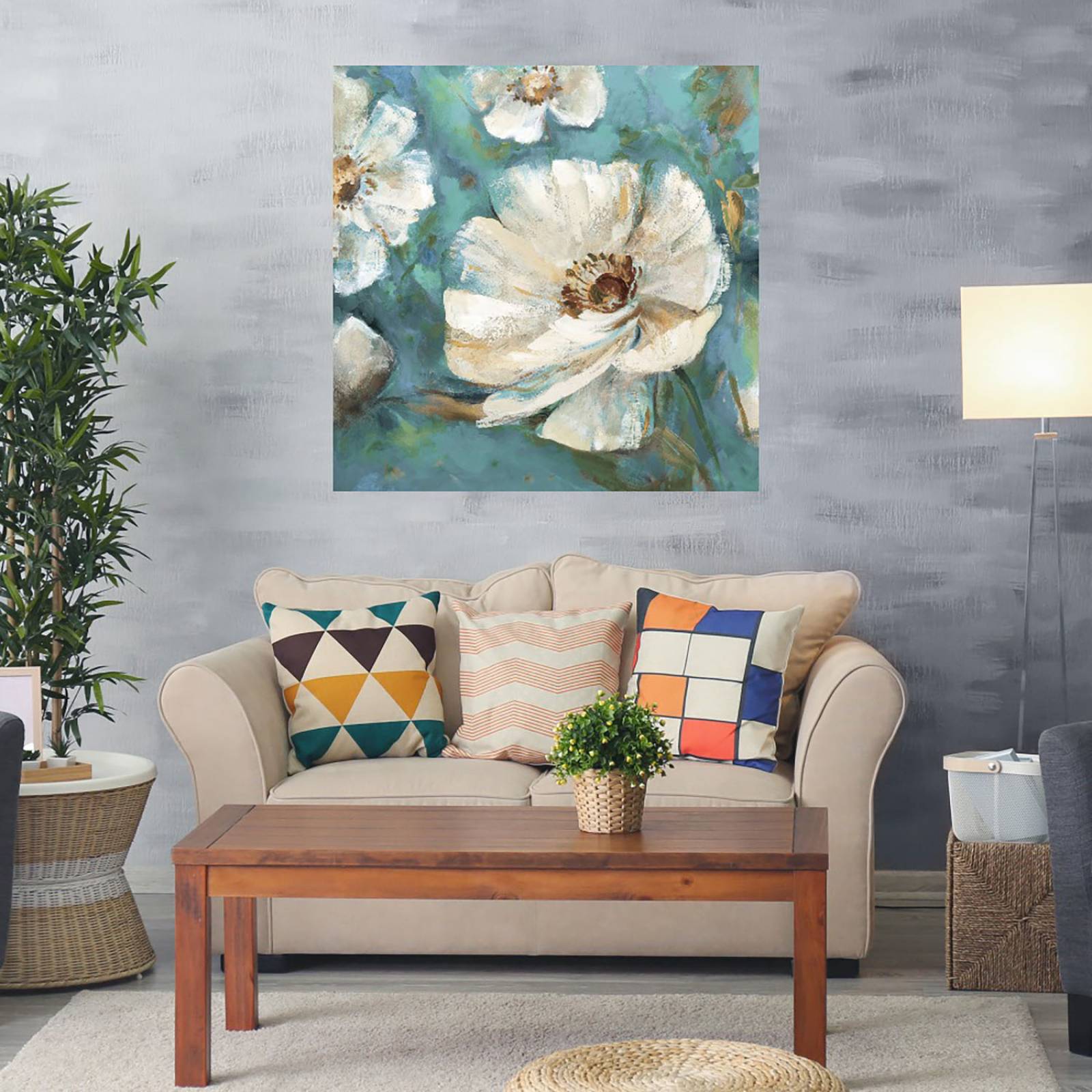 Cuadro Decorativo | Bellissimo I Suave | Sandy Doonan | 56X56 Cm | Arte Floral | Impresión en Lienzo | Fine Art TJ