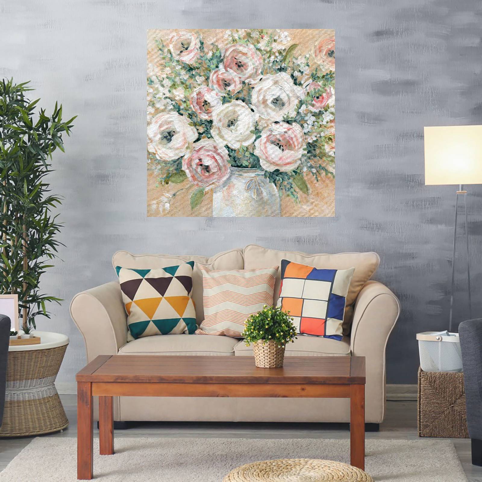 Cuadro Decorativo | Bonito en rosa | Carol Robinson | 56X56 Cm | Arte Floral | Impresión en Lienzo | Fine Art TJ