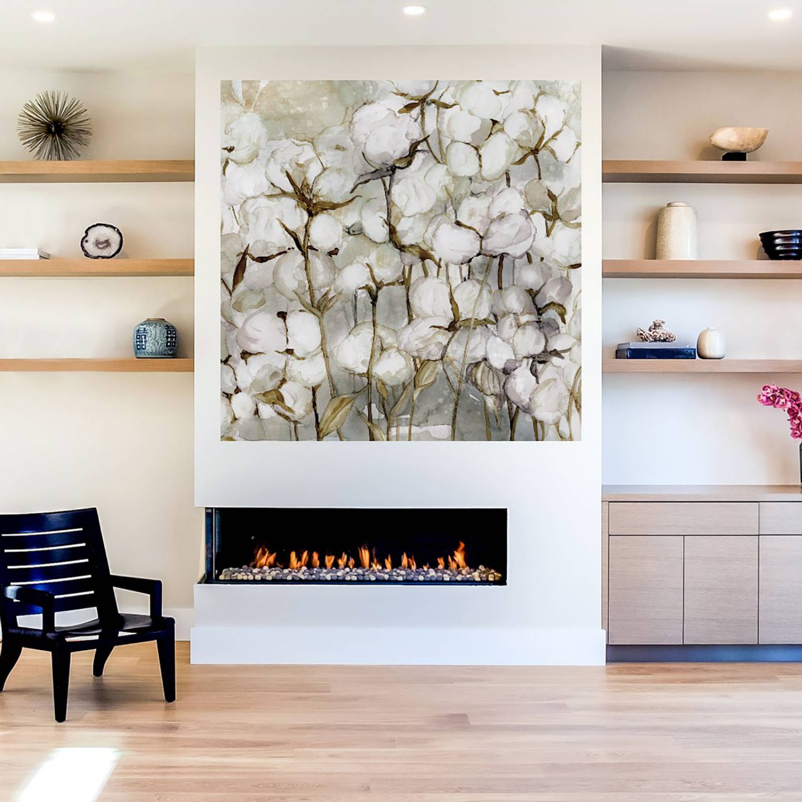 Cuadro Decorativo | Campo de algodón | Carol Robinson | 82X82 Cm | Arte Floral | Impresión en Lienzo | Fine Art TJ