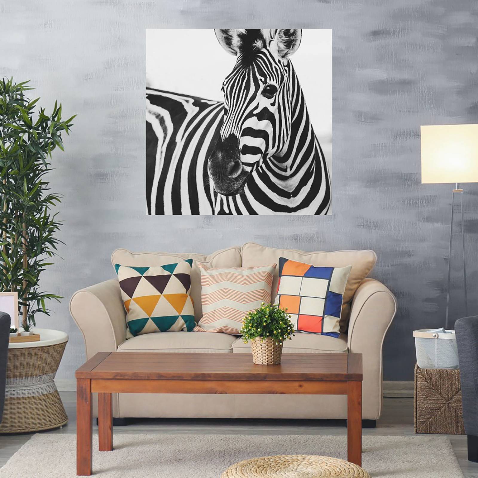 Cuadro Decorativo | Cebra de Cerca | Frida Bredesen | 94X94 Cm | Arte Animales | Impresión en Lienzo | Fine Art TJ