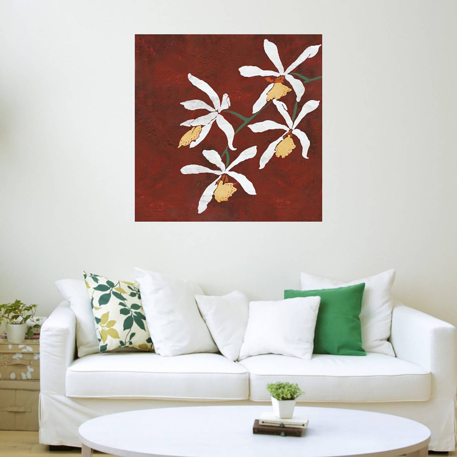 Cuadro Decorativo | Colección Floral Roja | Linda Wood | 94X94 Cm | Arte Floral | Impresión en Lienzo | Fine Art TJ