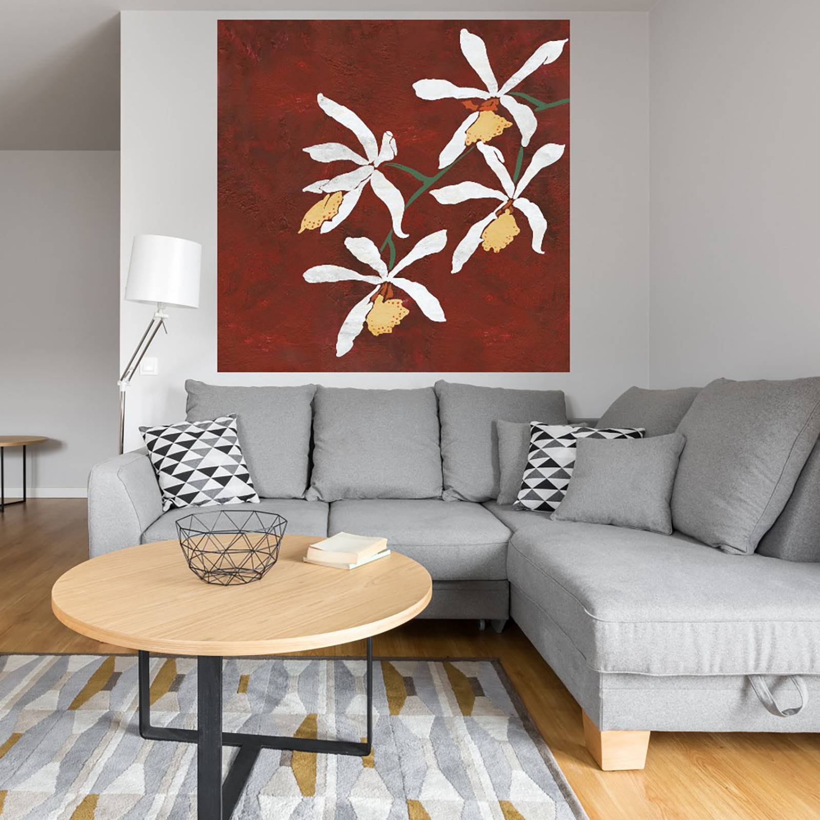 Cuadro Decorativo | Colección Floral Roja | Linda Wood | 94X94 Cm | Arte Floral | Impresión en Lienzo | Fine Art TJ