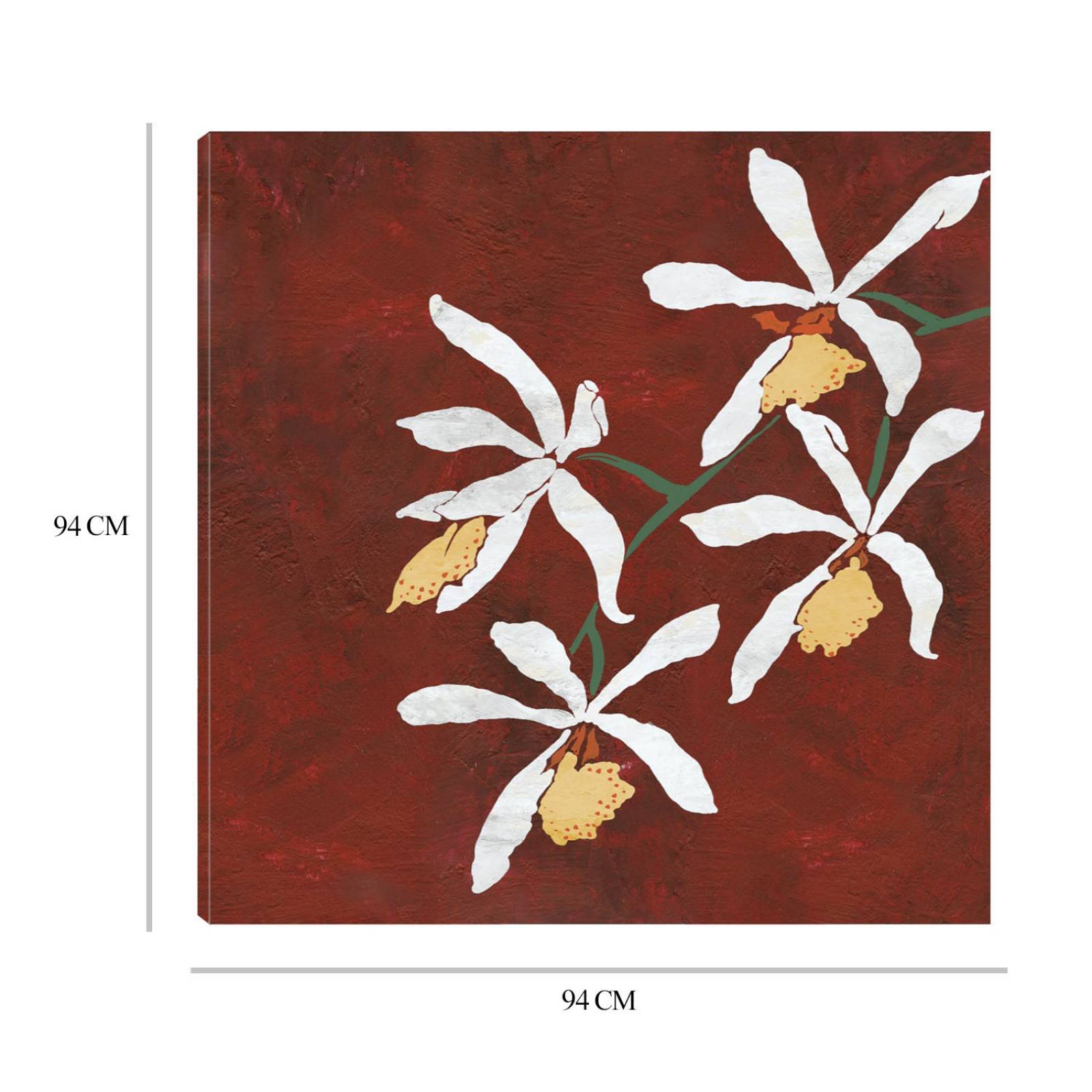 Cuadro Decorativo | Colección Floral Roja | Linda Wood | 94X94 Cm | Arte Floral | Impresión en Lienzo | Fine Art TJ