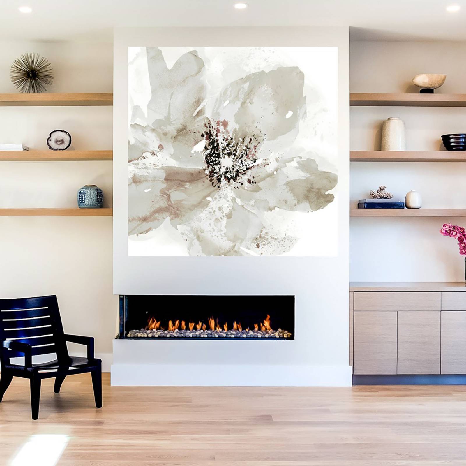 Cuadro Decorativo | Corola Neutral I | Tania Bello | 56X56 Cm | Arte Floral | Impresión en Lienzo | Fine Art TJ