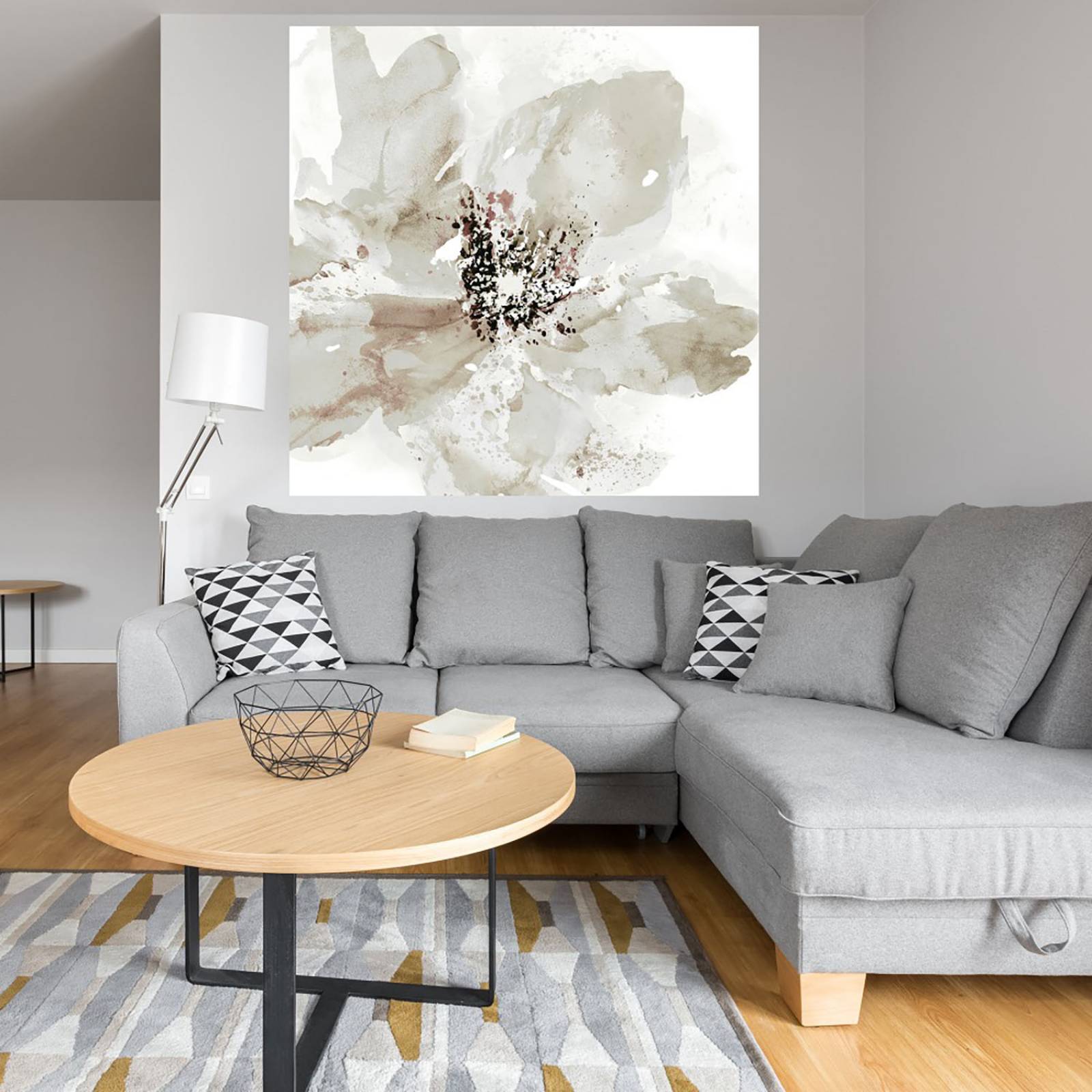 Cuadro Decorativo | Corola Neutral I | Tania Bello | 94X94 Cm | Arte Floral | Impresión en Lienzo | Fine Art TJ