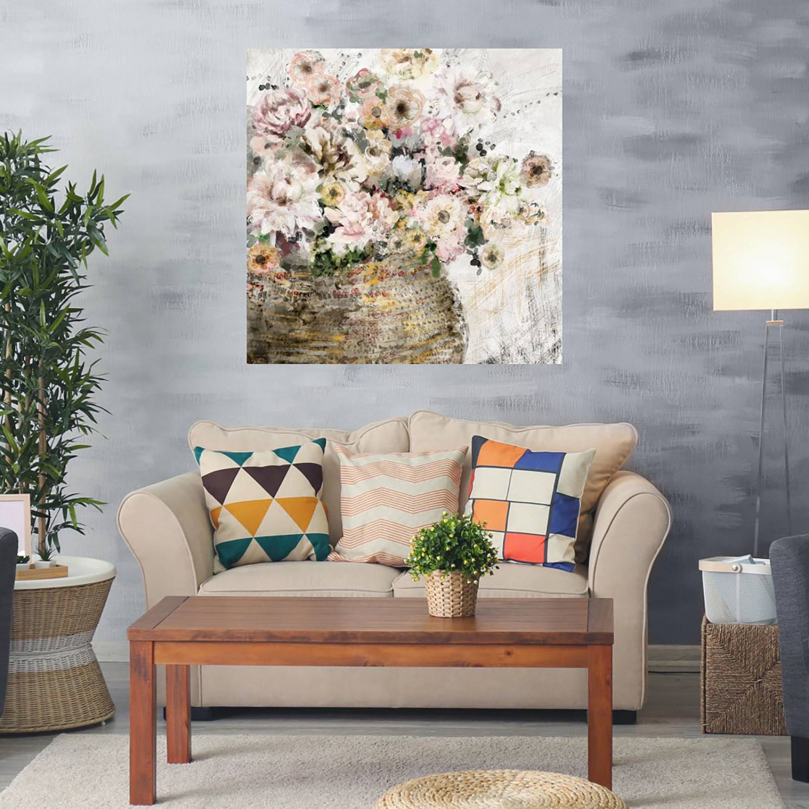 Cuadro Decorativo | Cortijo fresco | Studio Arts | 56X56 Cm | Arte Floral | Impresión en Lienzo | Fine Art TJ