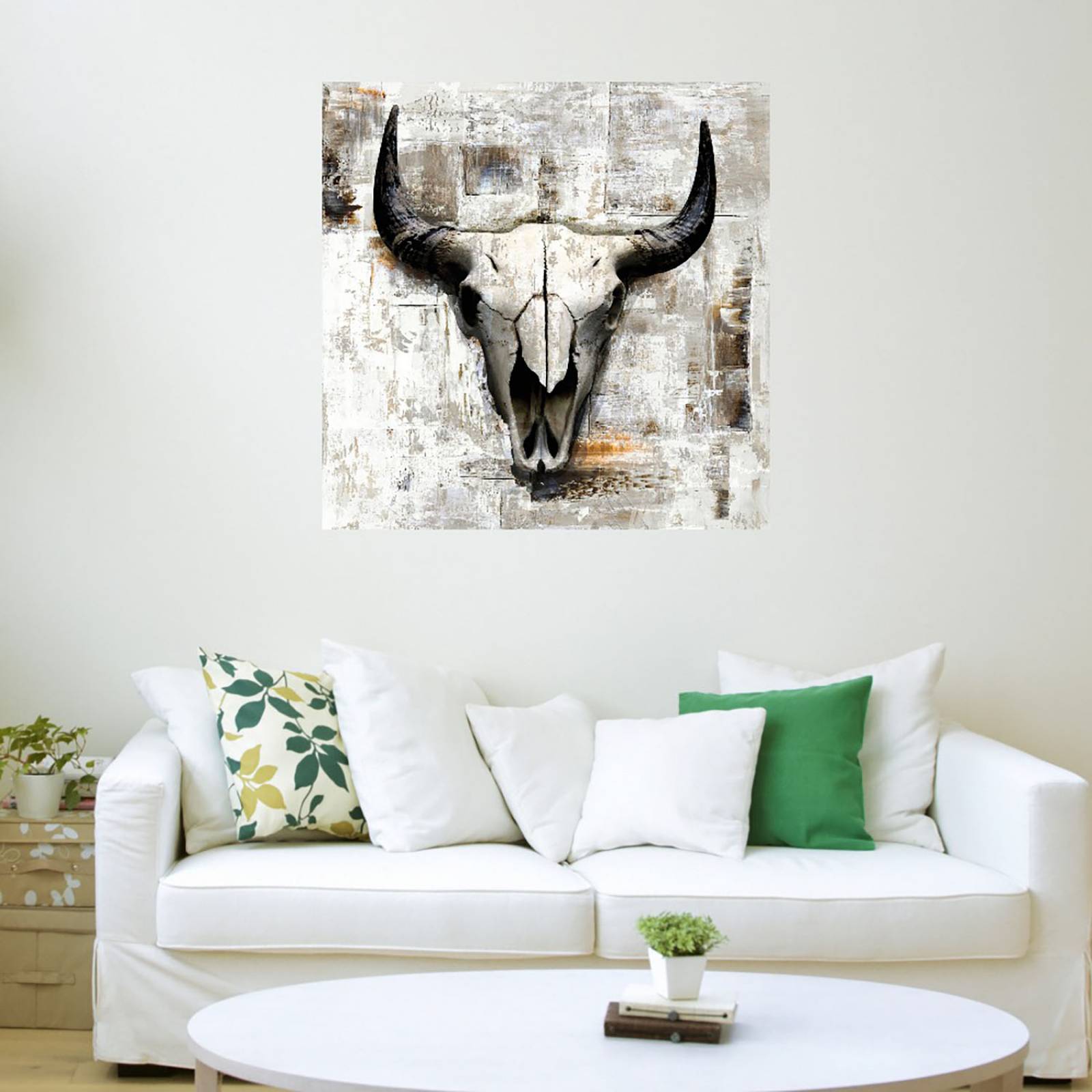 Cuadro Decorativo | Craneo de Vaca Blnca | GraphINC | 82X82 Cm | Arte Abstracto | Impresión en Lienzo | Fine Art TJ