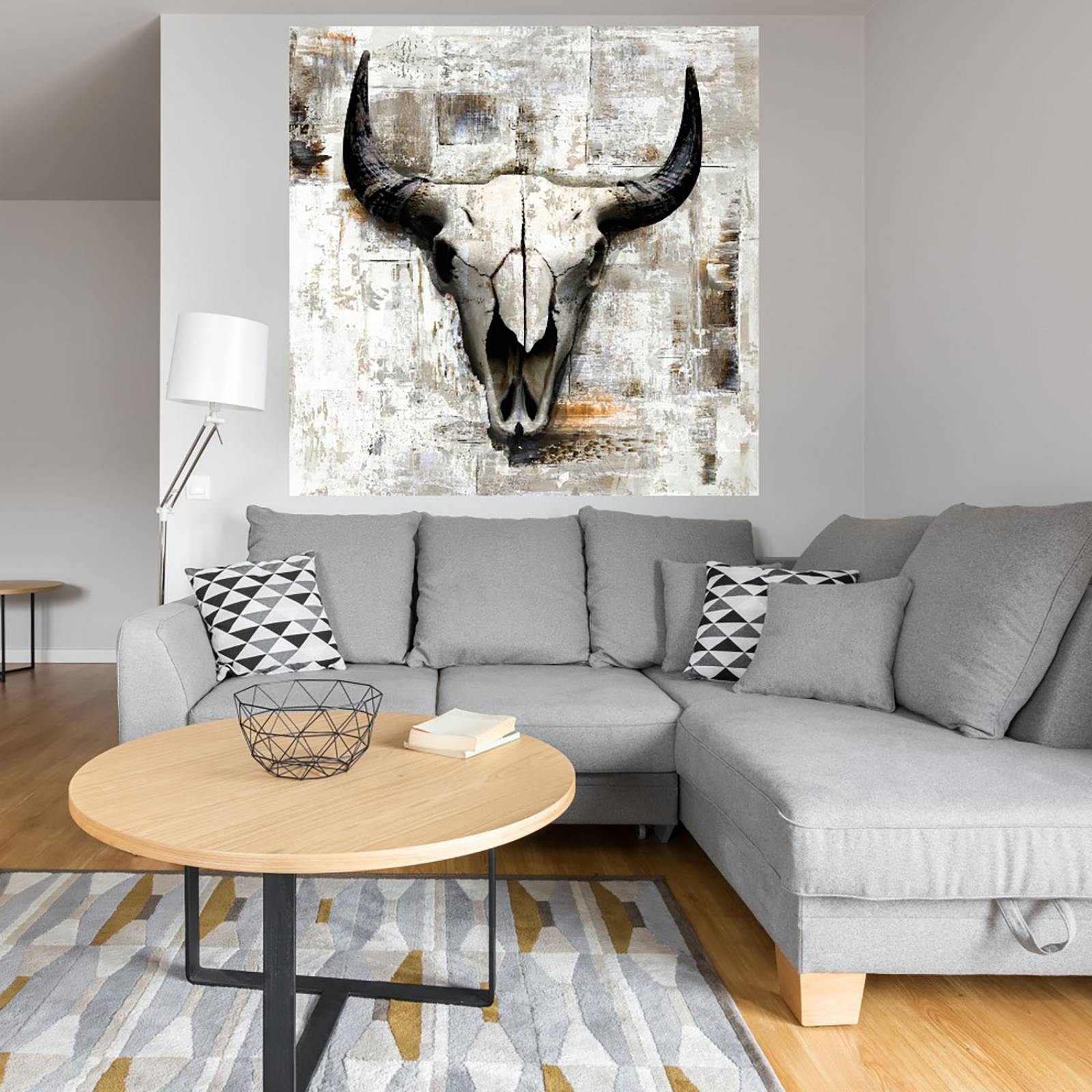 Cuadro Decorativo | Craneo de Vaca Blnca | GraphINC | 82X82 Cm | Arte Abstracto | Impresión en Lienzo | Fine Art TJ