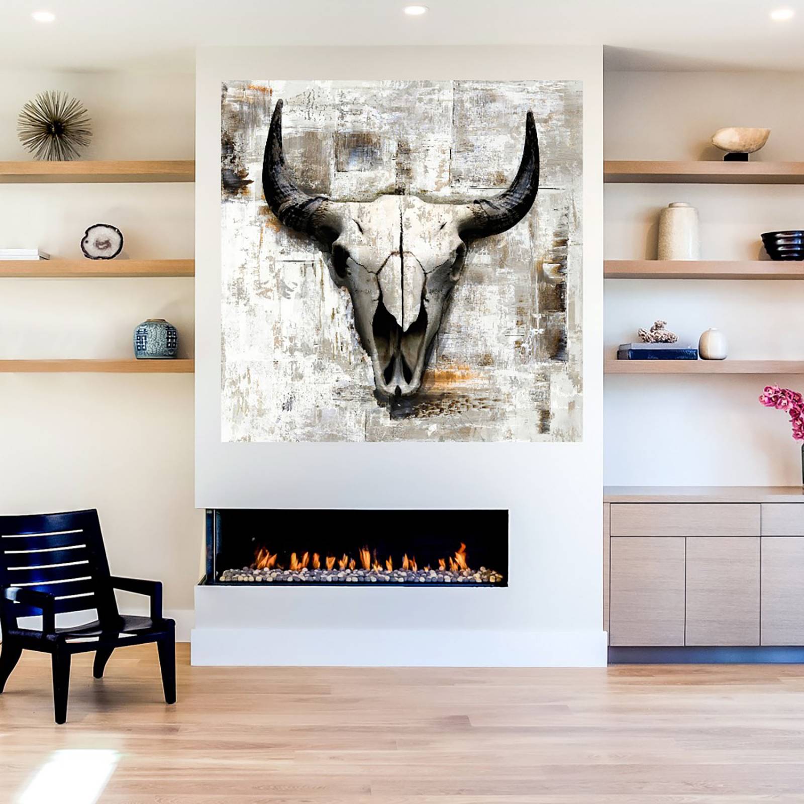 Cuadro Decorativo | Craneo de Vaca Blnca | GraphINC | 82X82 Cm | Arte Abstracto | Impresión en Lienzo | Fine Art TJ