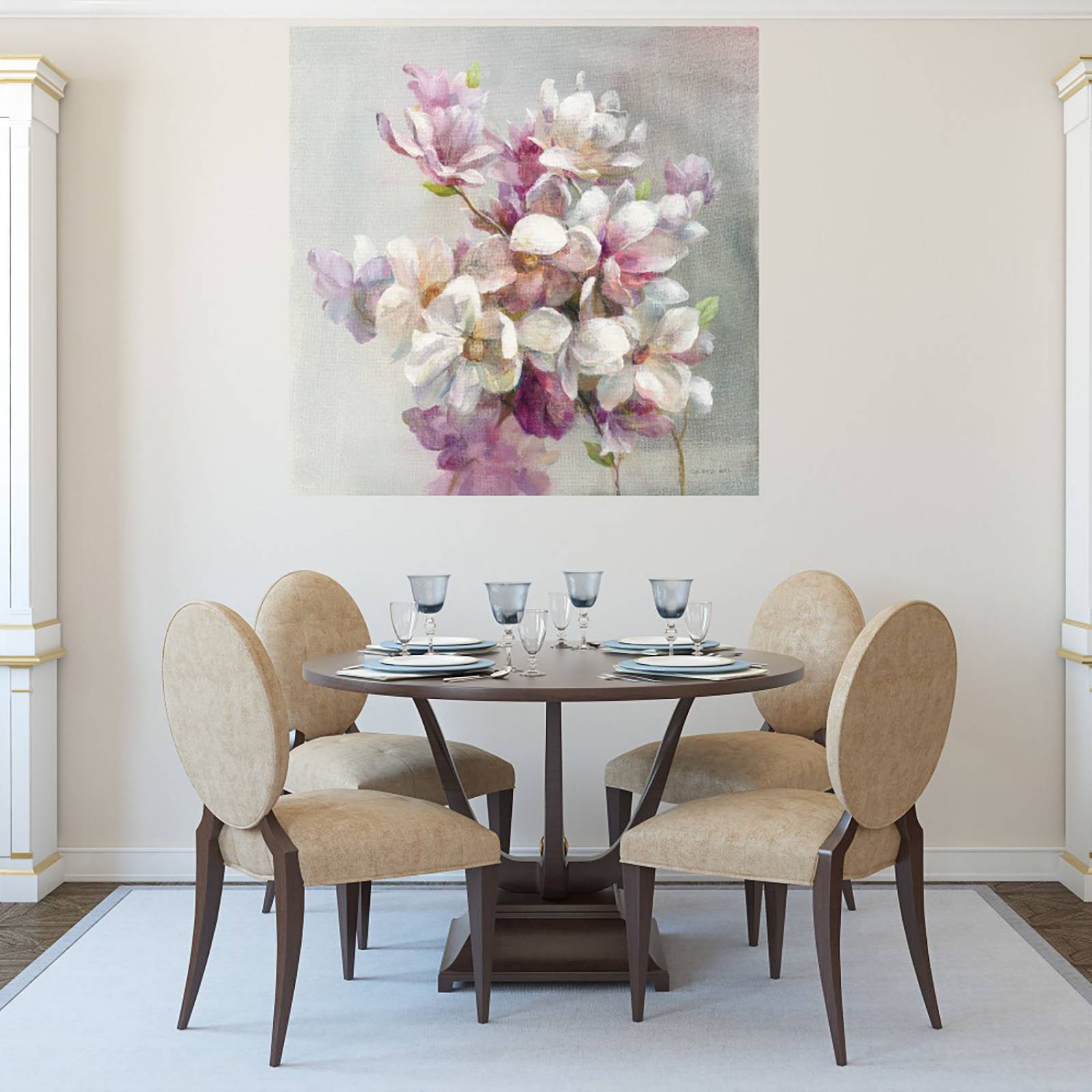 Cuadro Decorativo | Dulce magnolia | Danhui Nai | 56X56 Cm | Arte Floral | Impresión en Lienzo | Fine Art TJ