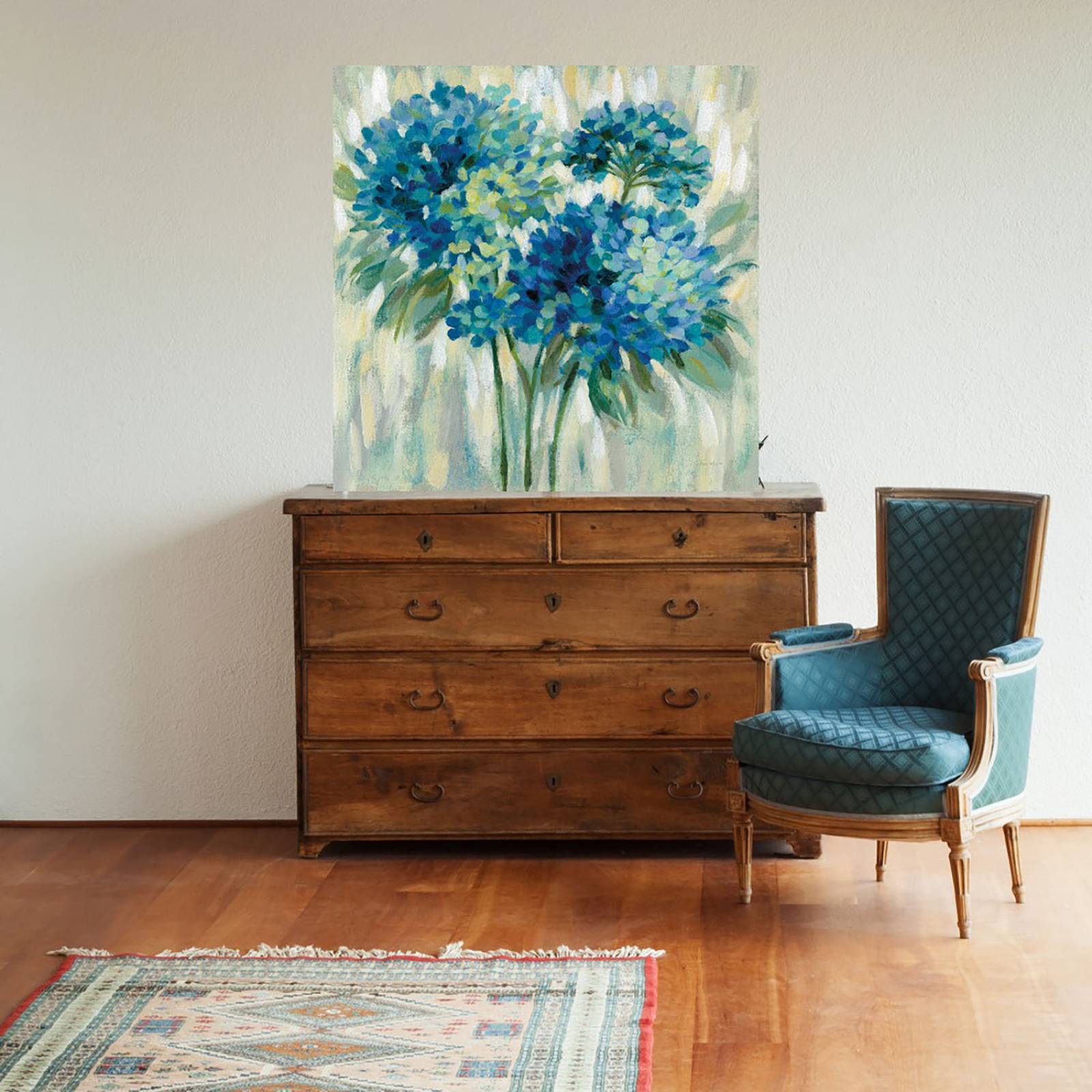 Cuadro Decorativo | Estallido de hortensias | Silvia Vassileva | 94X94 Cm | Arte Floral | Impresión en Lienzo | Fine Art TJ