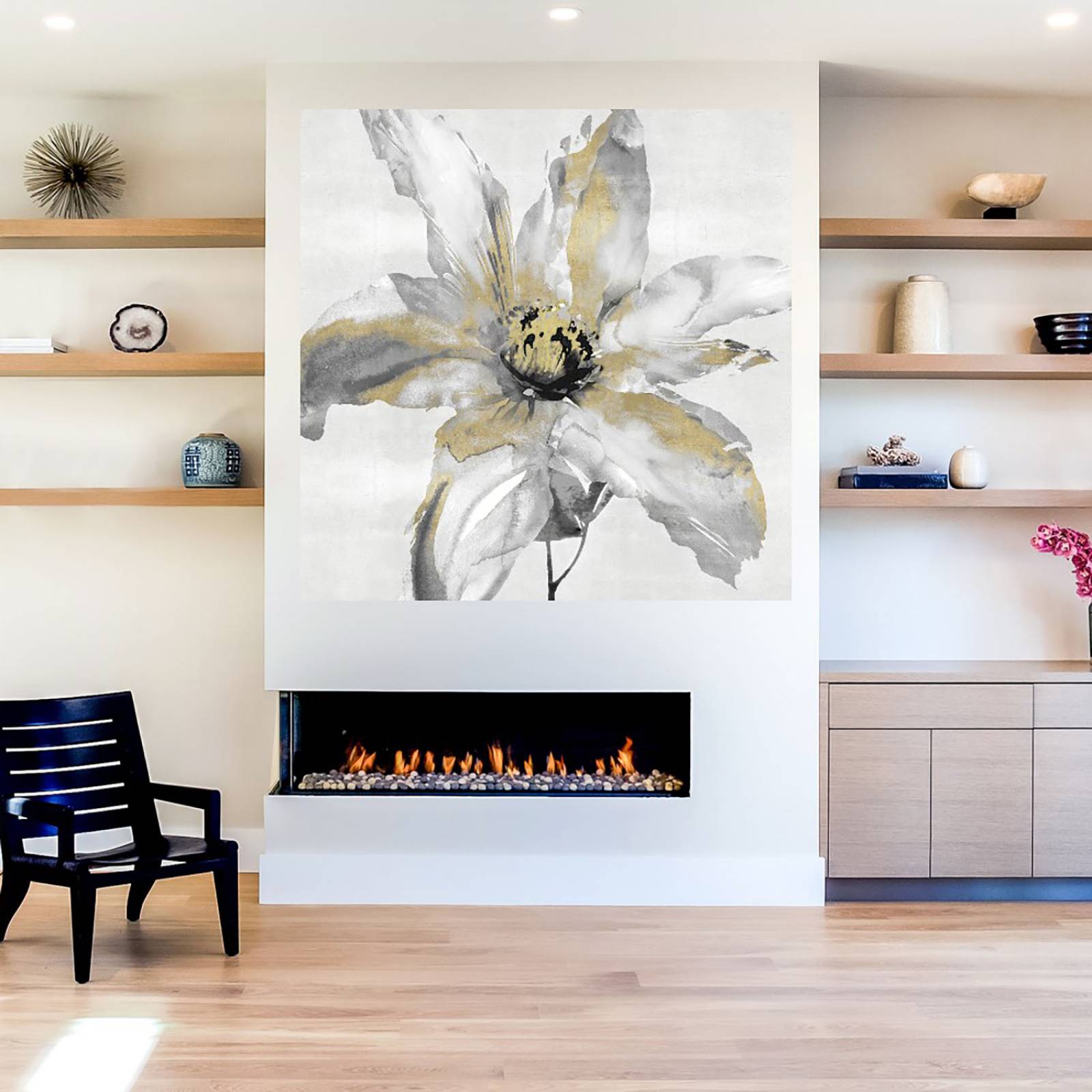 Cuadro Decorativo | Flor de corazón de oro | Tania Bello | 82X82 Cm | Arte Floral | Impresión en Lienzo | Fine Art TJ